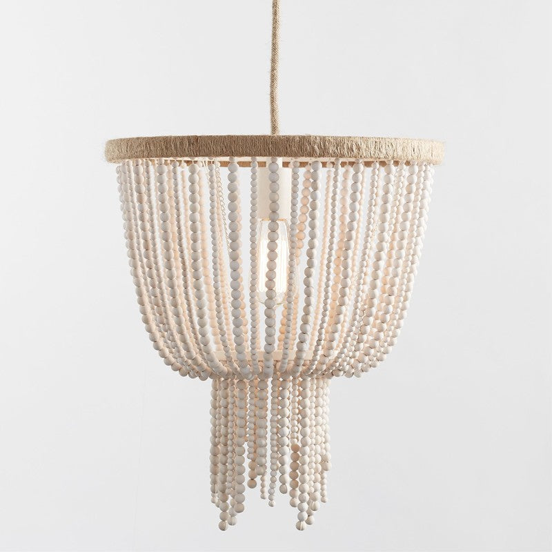 Himinuvyi Lustre en Bois, Corde et Métal à Perles Moderne