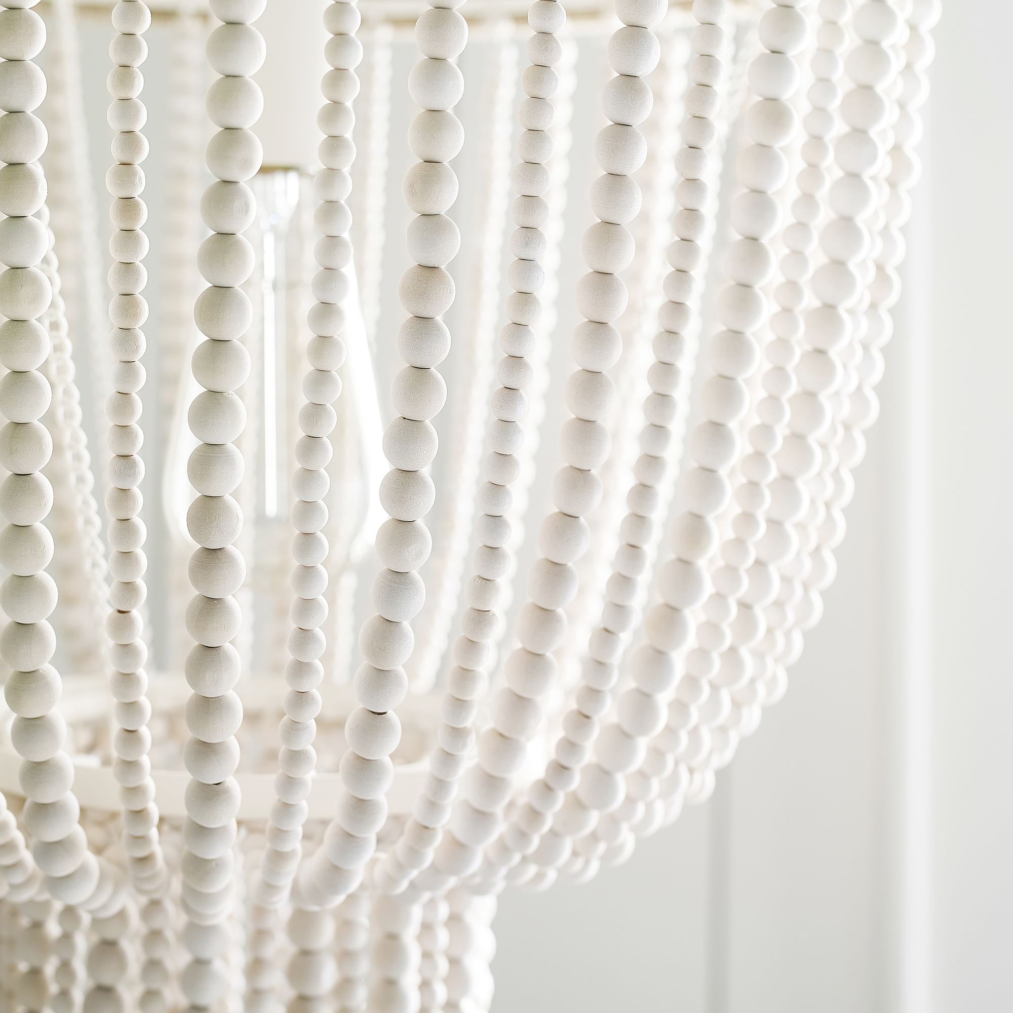 Himinuvyi Lustre en Bois, Corde et Métal à Perles Moderne