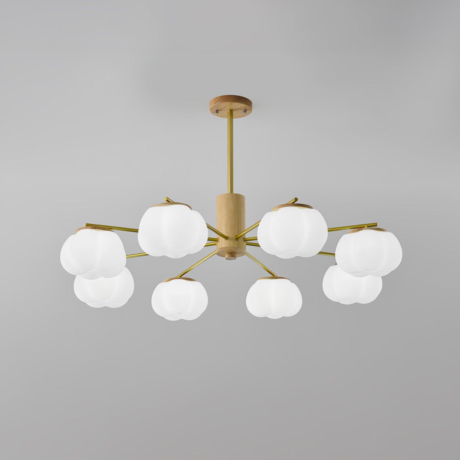 Lustra Lustre Boules de Coton Bois Doré PE