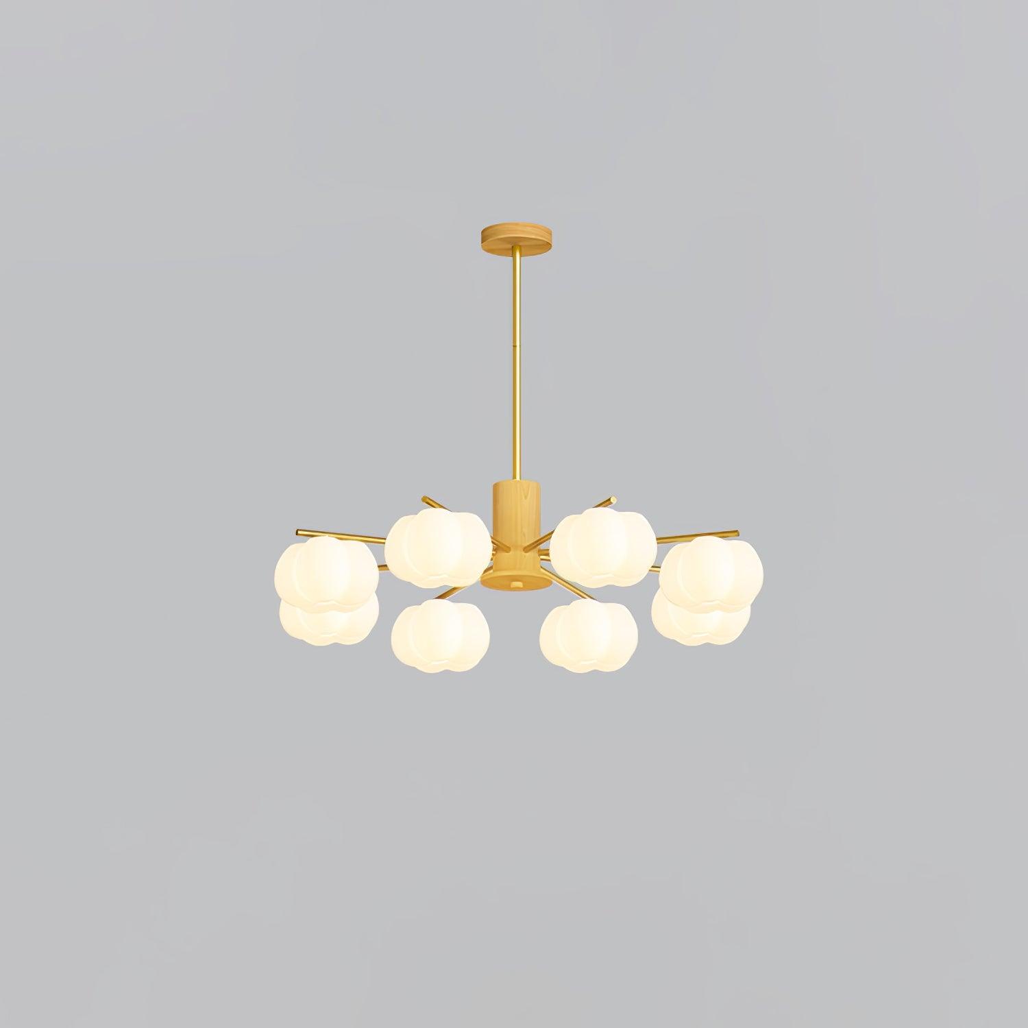 Lustra Lustre Boules de Coton Bois Doré PE