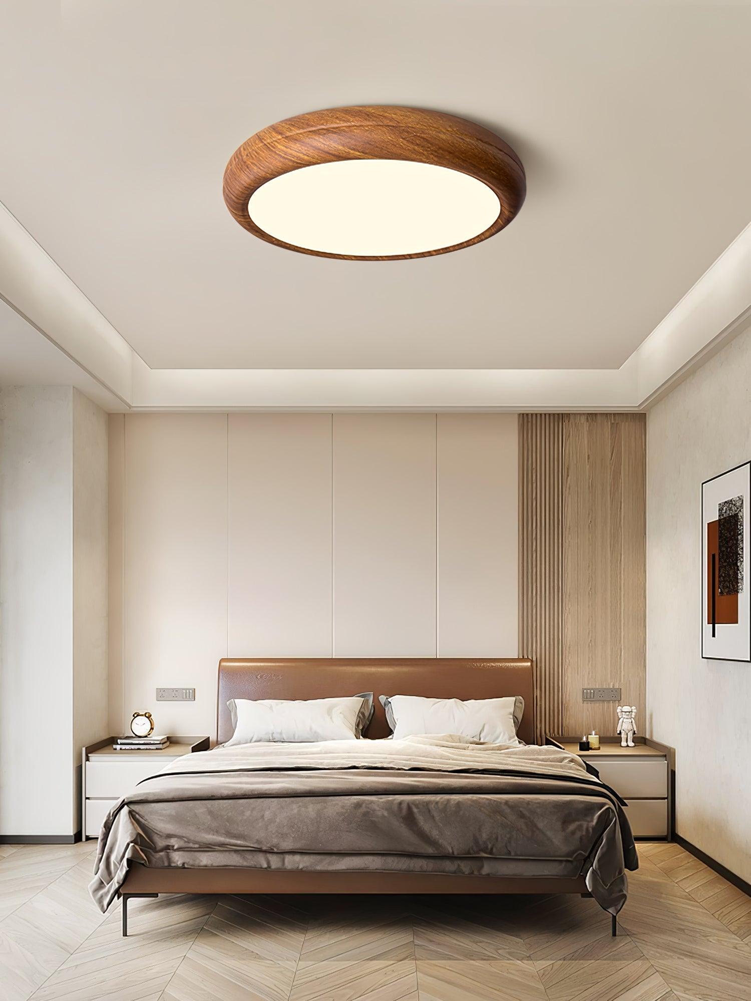Orbis Plafonnier Rond Effet Bois