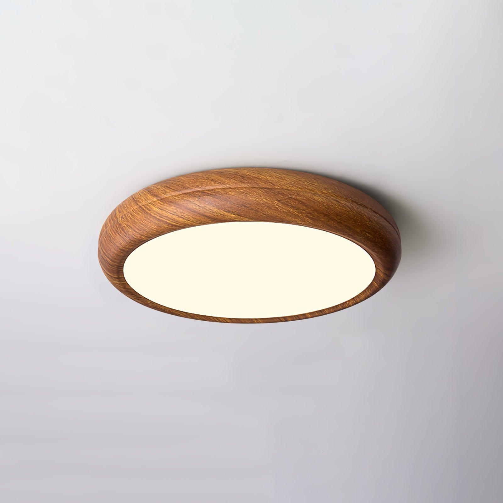 Solara Plafonnier rond en acrylique effet bois