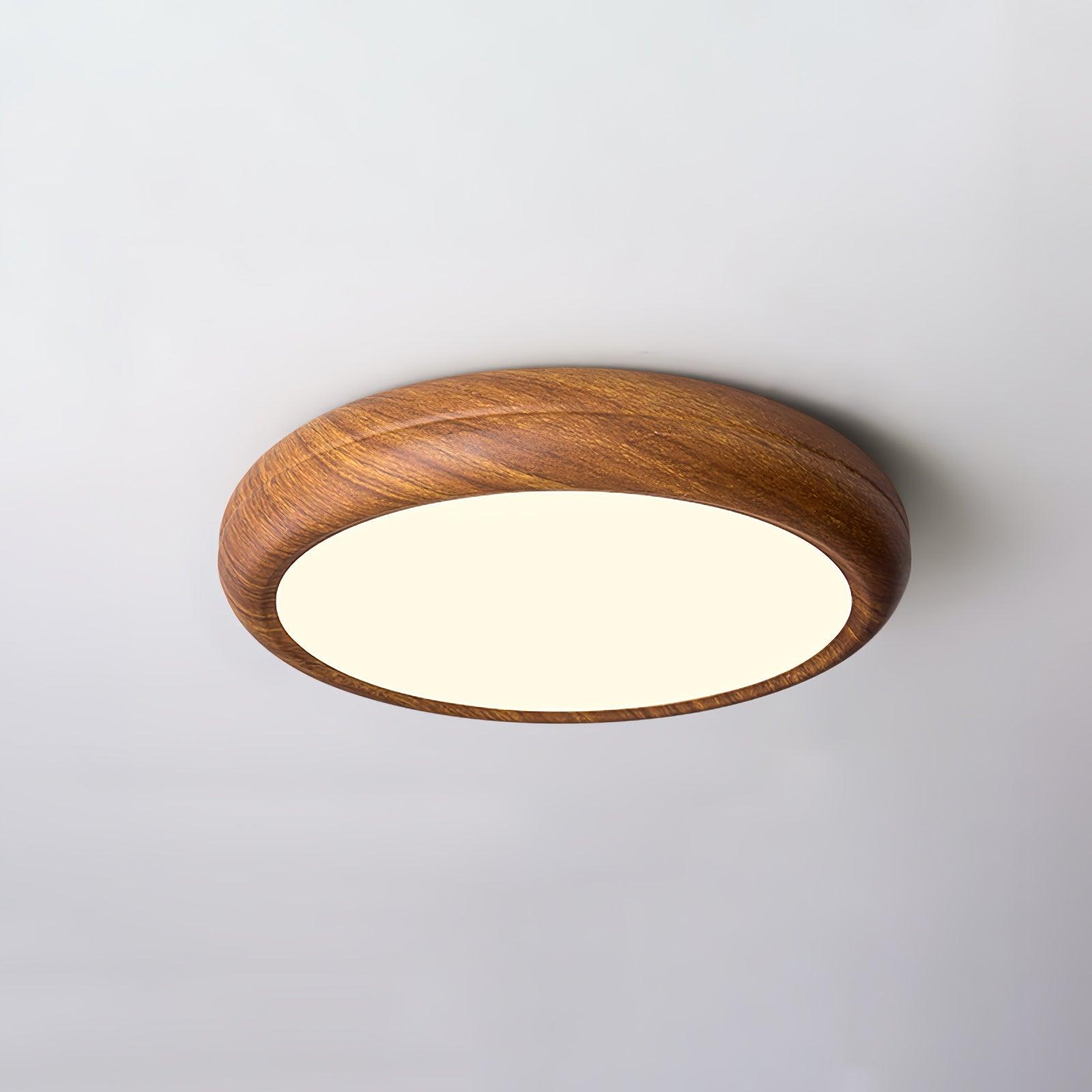 Solara Plafonnier rond en acrylique effet bois