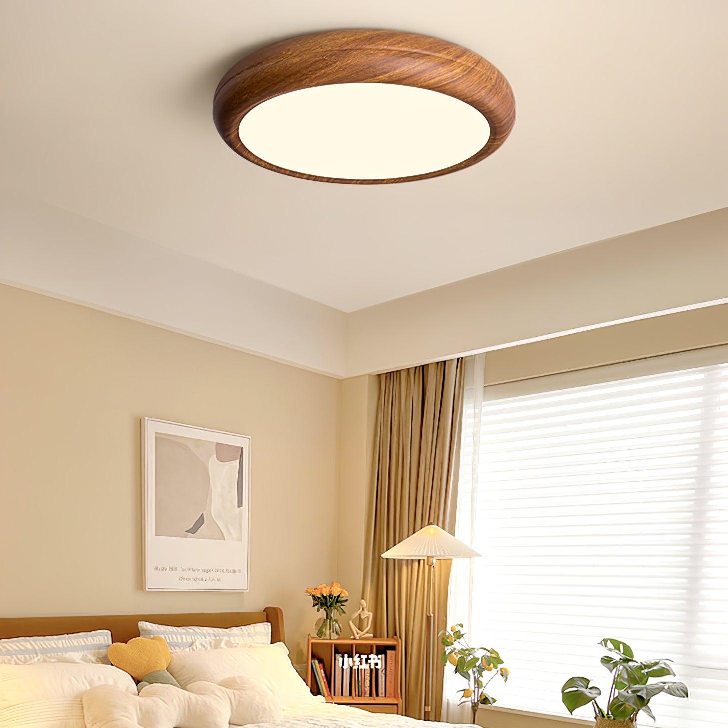 Orbis Plafonnier Rond Effet Bois
