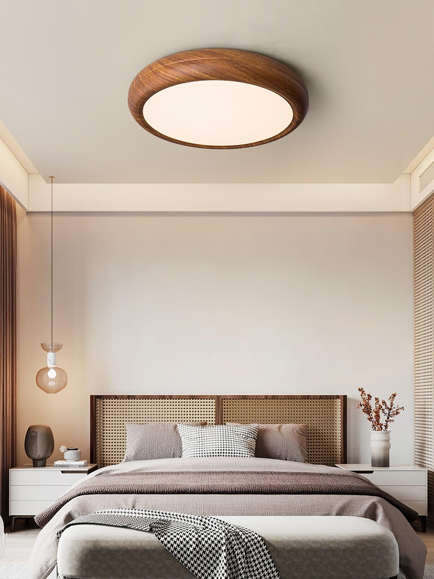 Orbis Plafonnier Rond Effet Bois