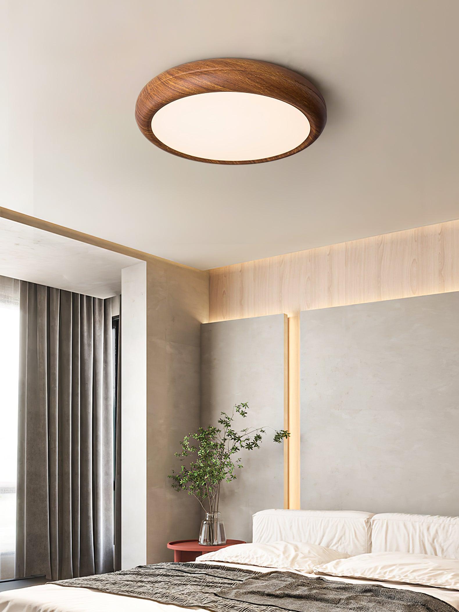 Orbis Plafonnier Rond Effet Bois