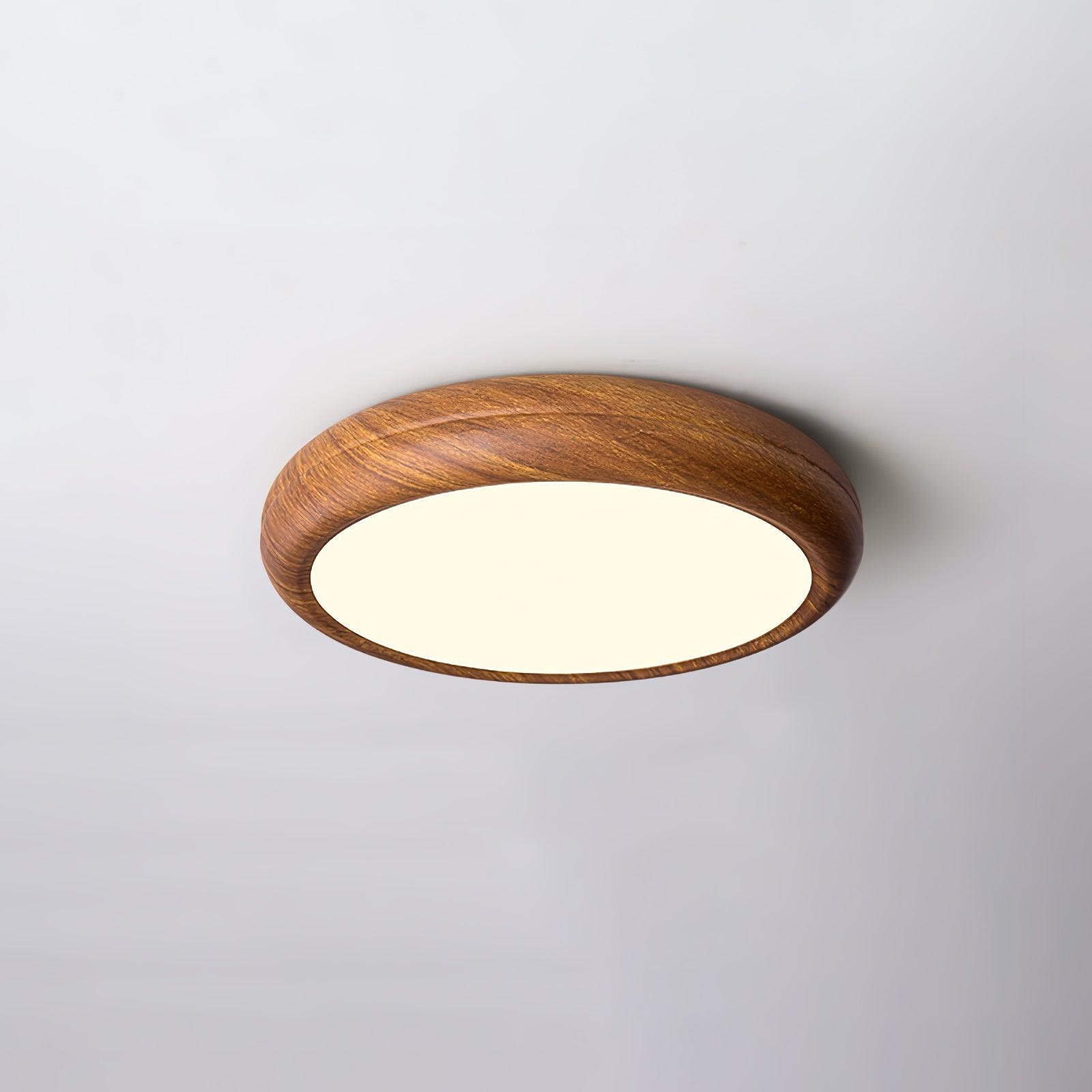Solara Plafonnier rond en acrylique effet bois