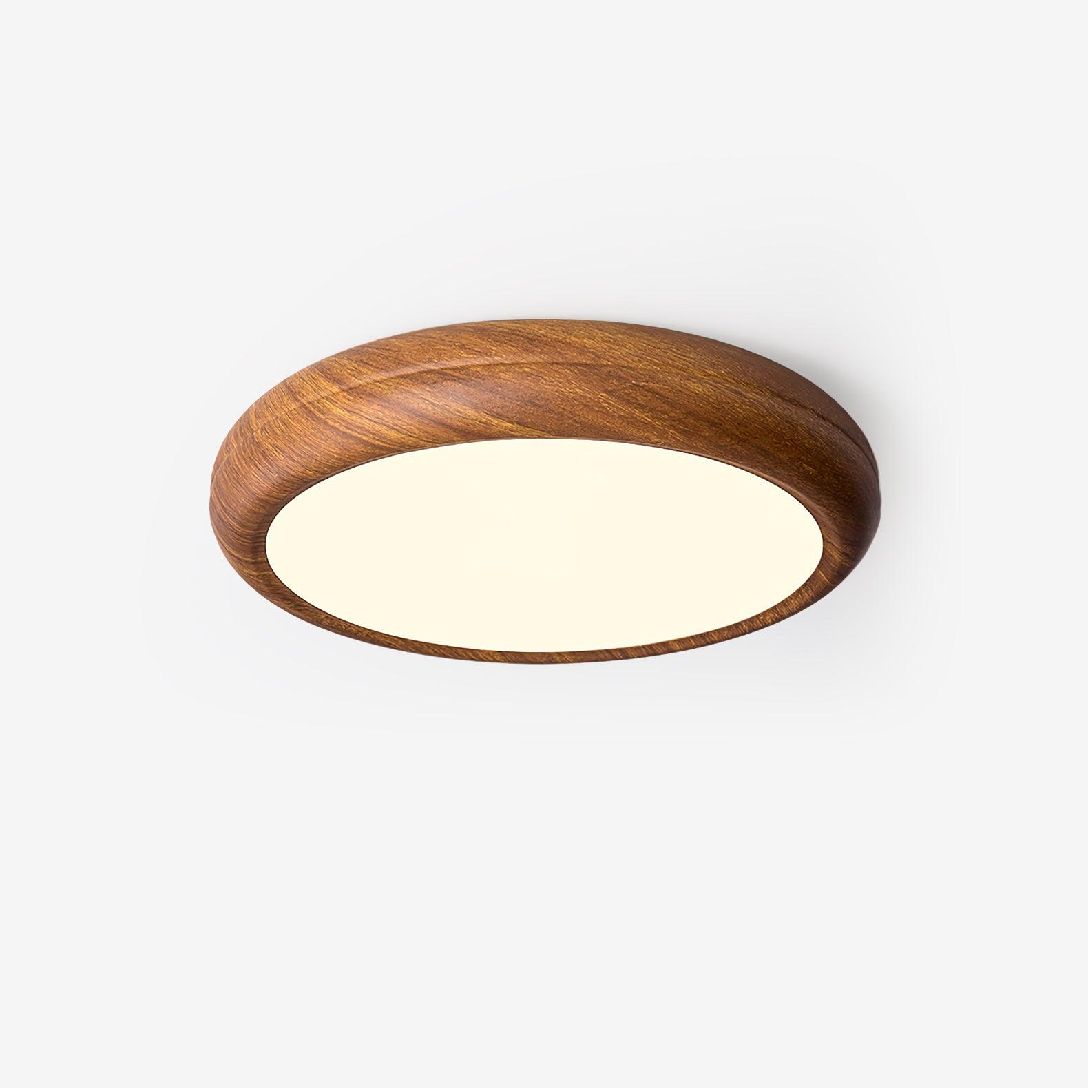 Solara Plafonnier rond en acrylique effet bois