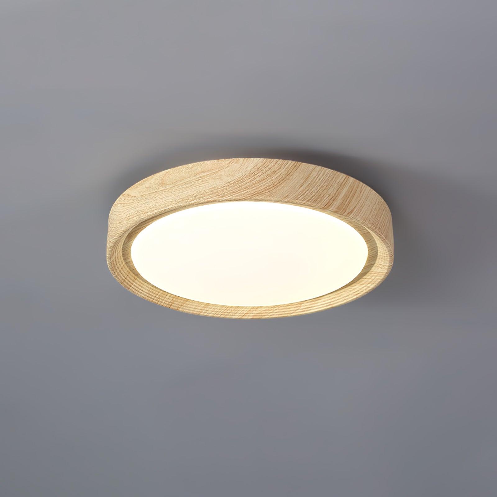 Solara Plafonnier rond en acrylique effet bois