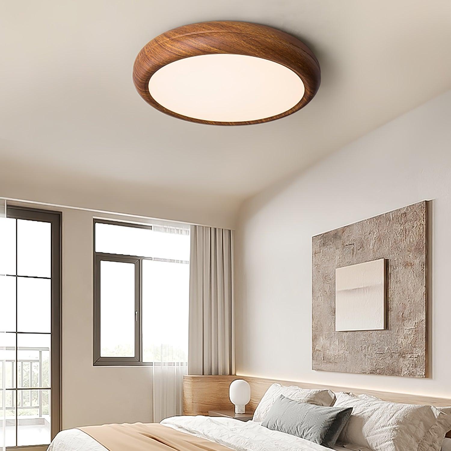 Orbis Plafonnier Rond Effet Bois