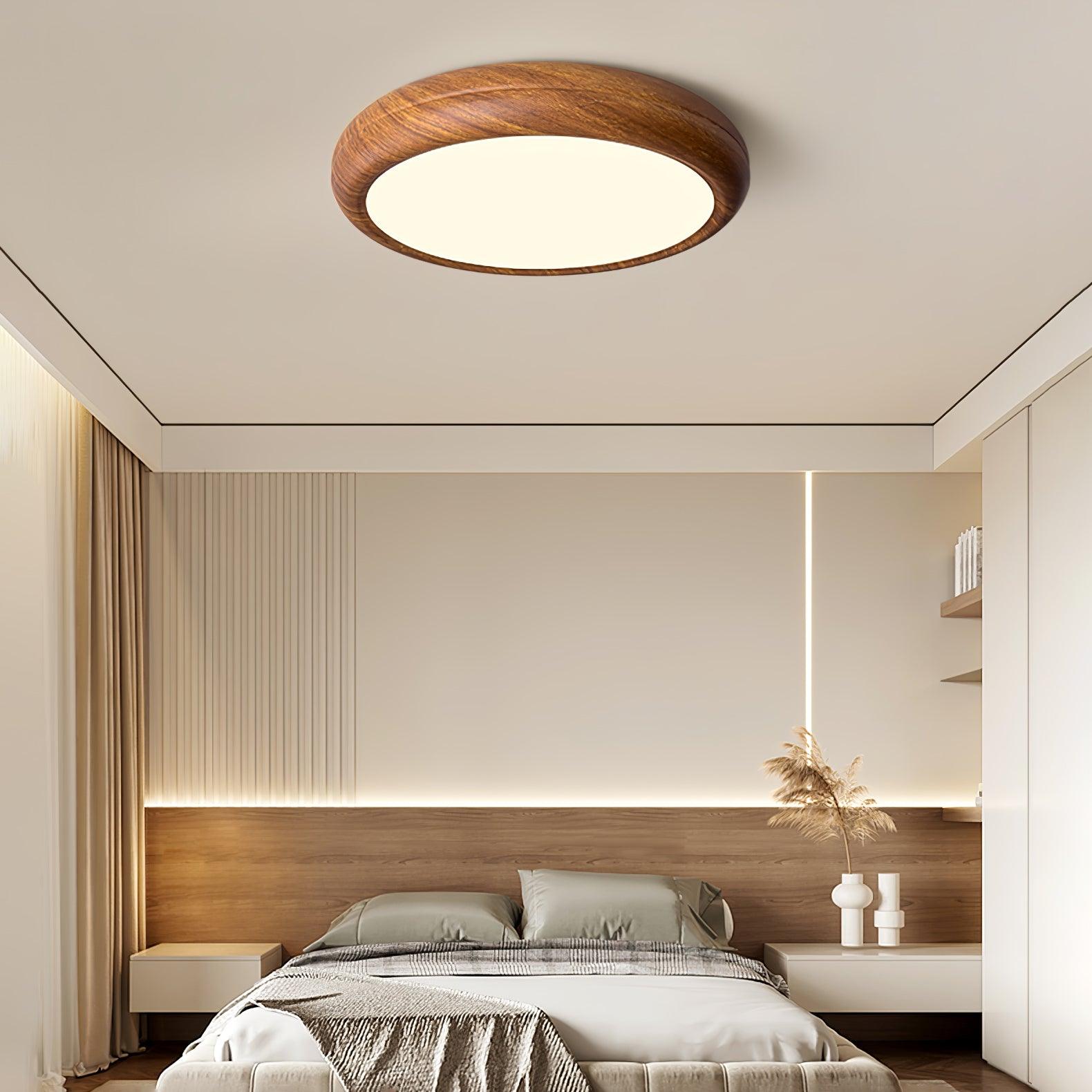 Orbis Plafonnier Rond Effet Bois