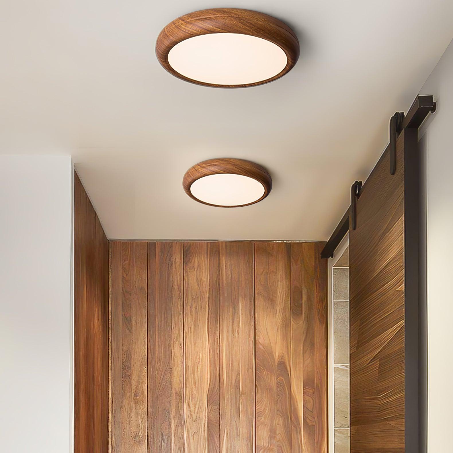 Solara Plafonnier rond en acrylique effet bois