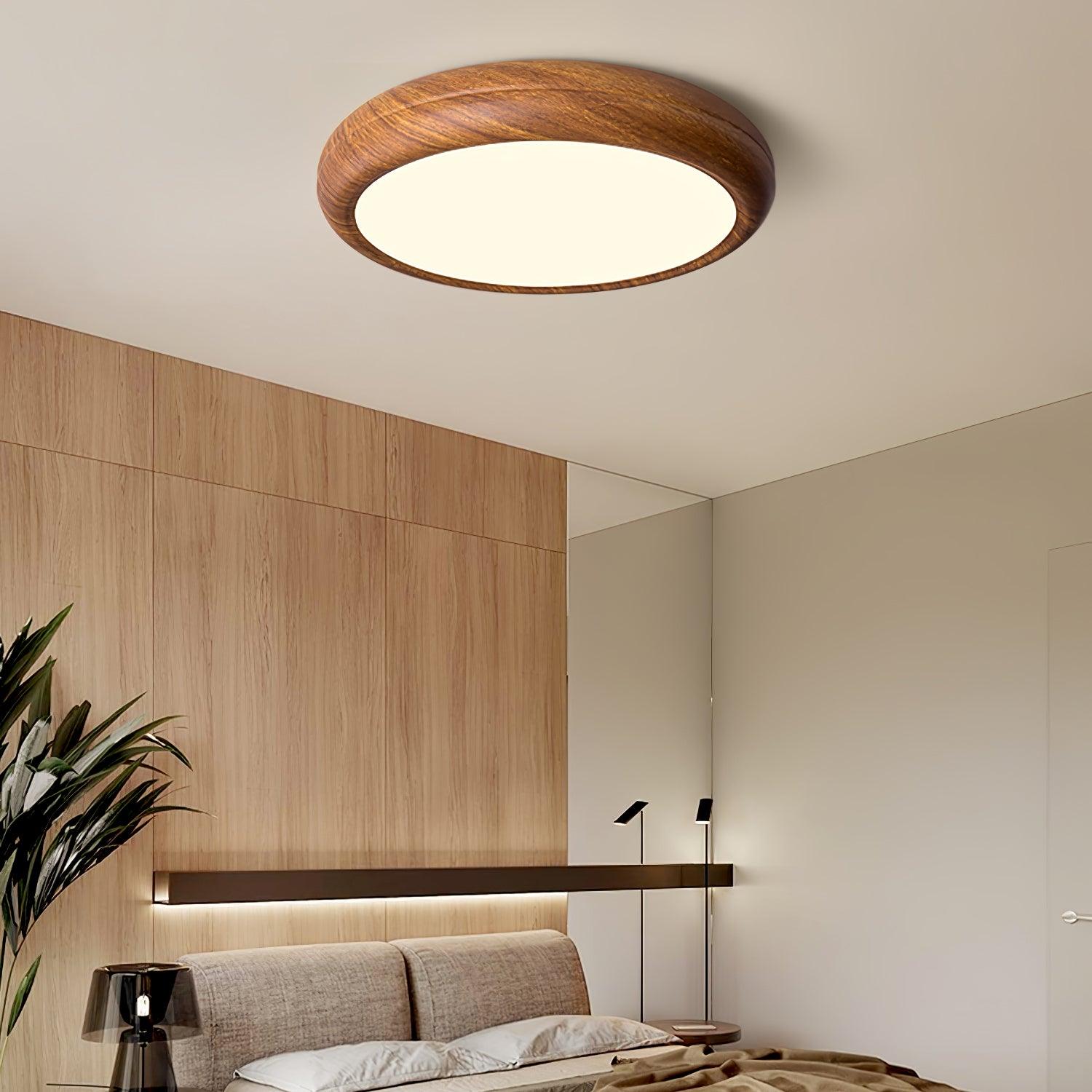 Orbis Plafonnier Rond Effet Bois
