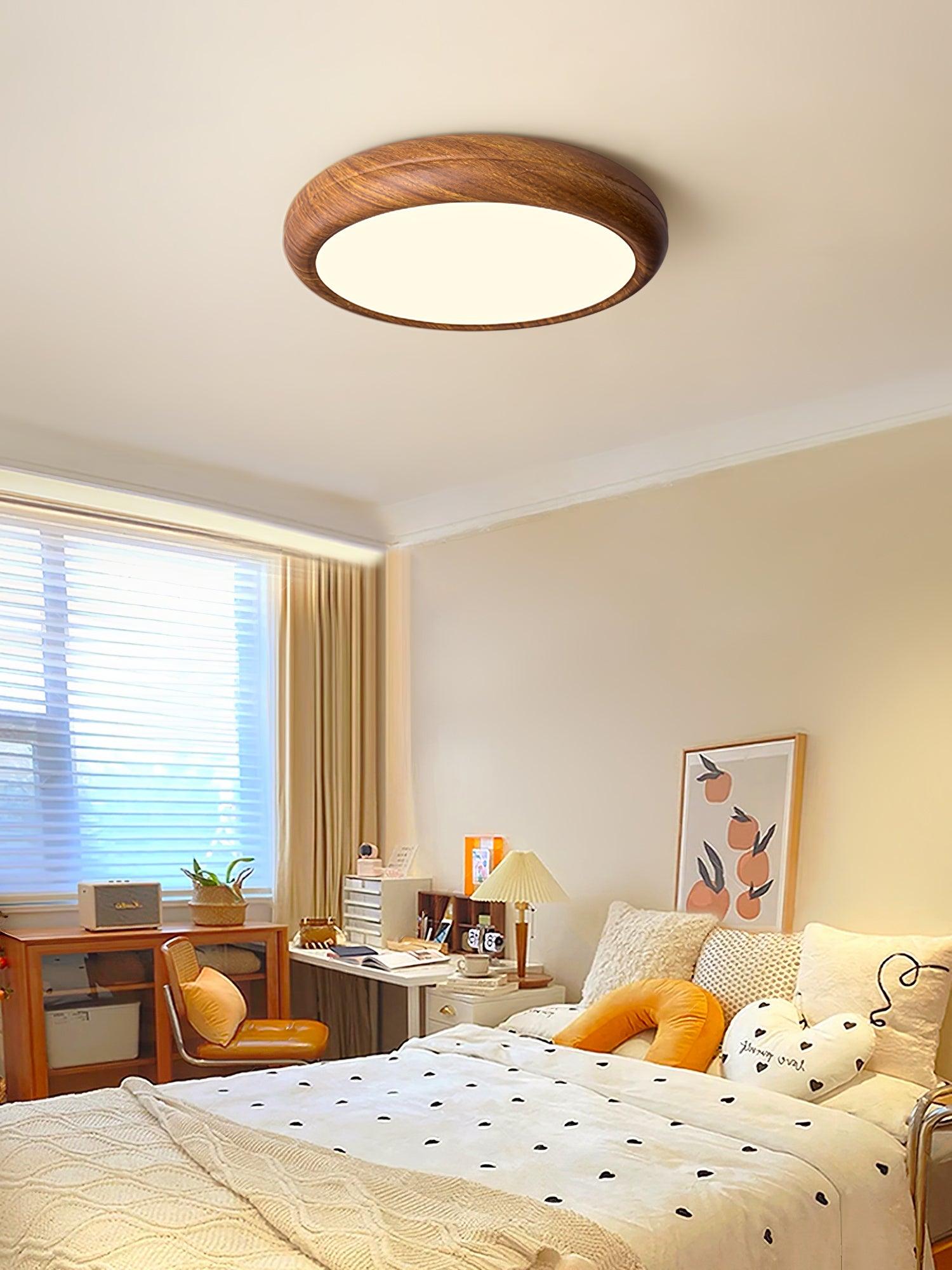 Orbis Plafonnier Rond Effet Bois