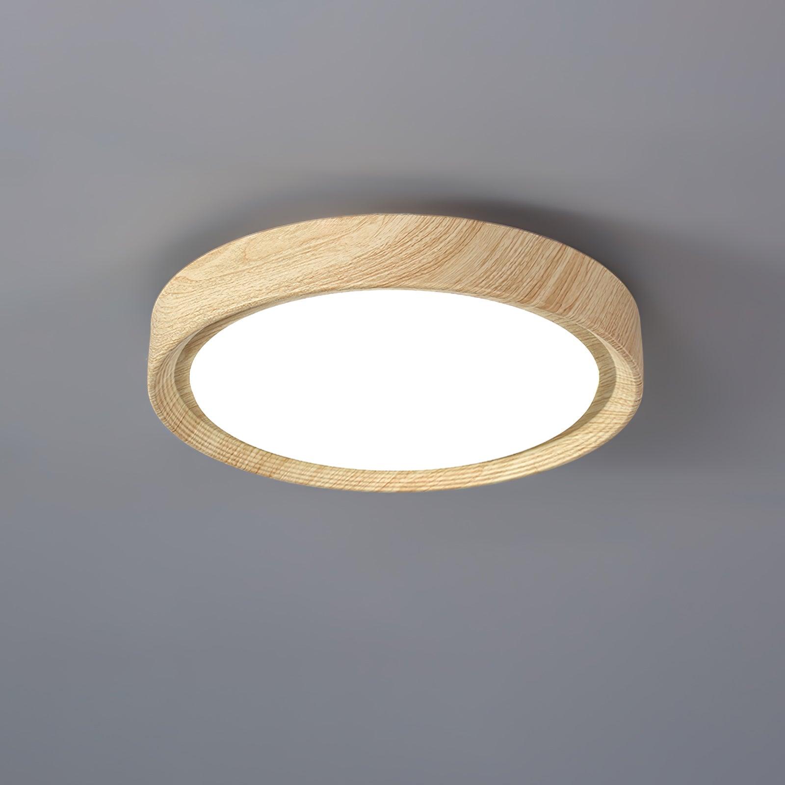 Solara Plafonnier rond en acrylique effet bois