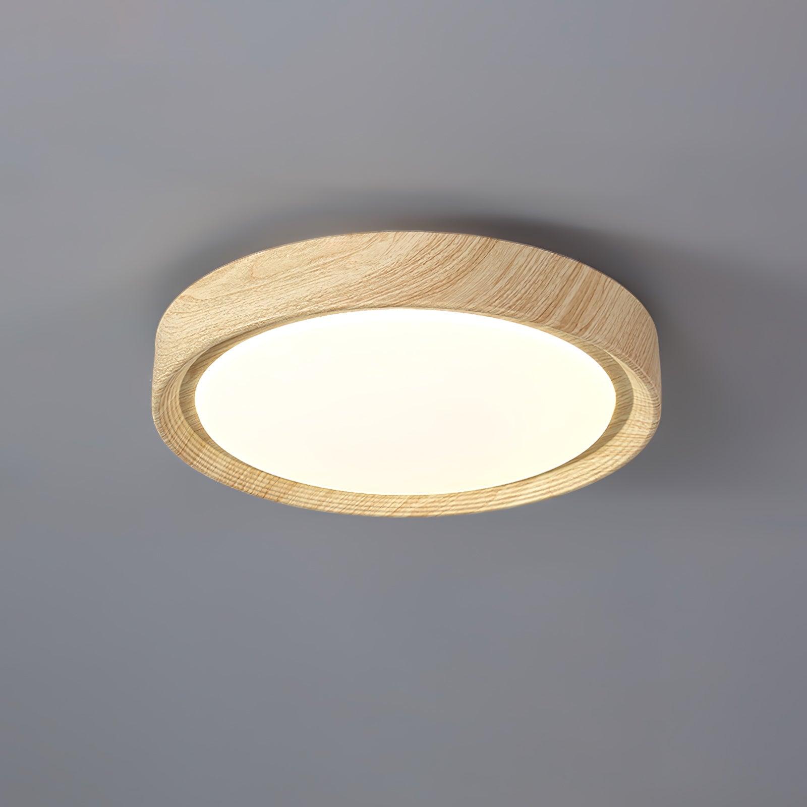Solara Plafonnier rond en acrylique effet bois
