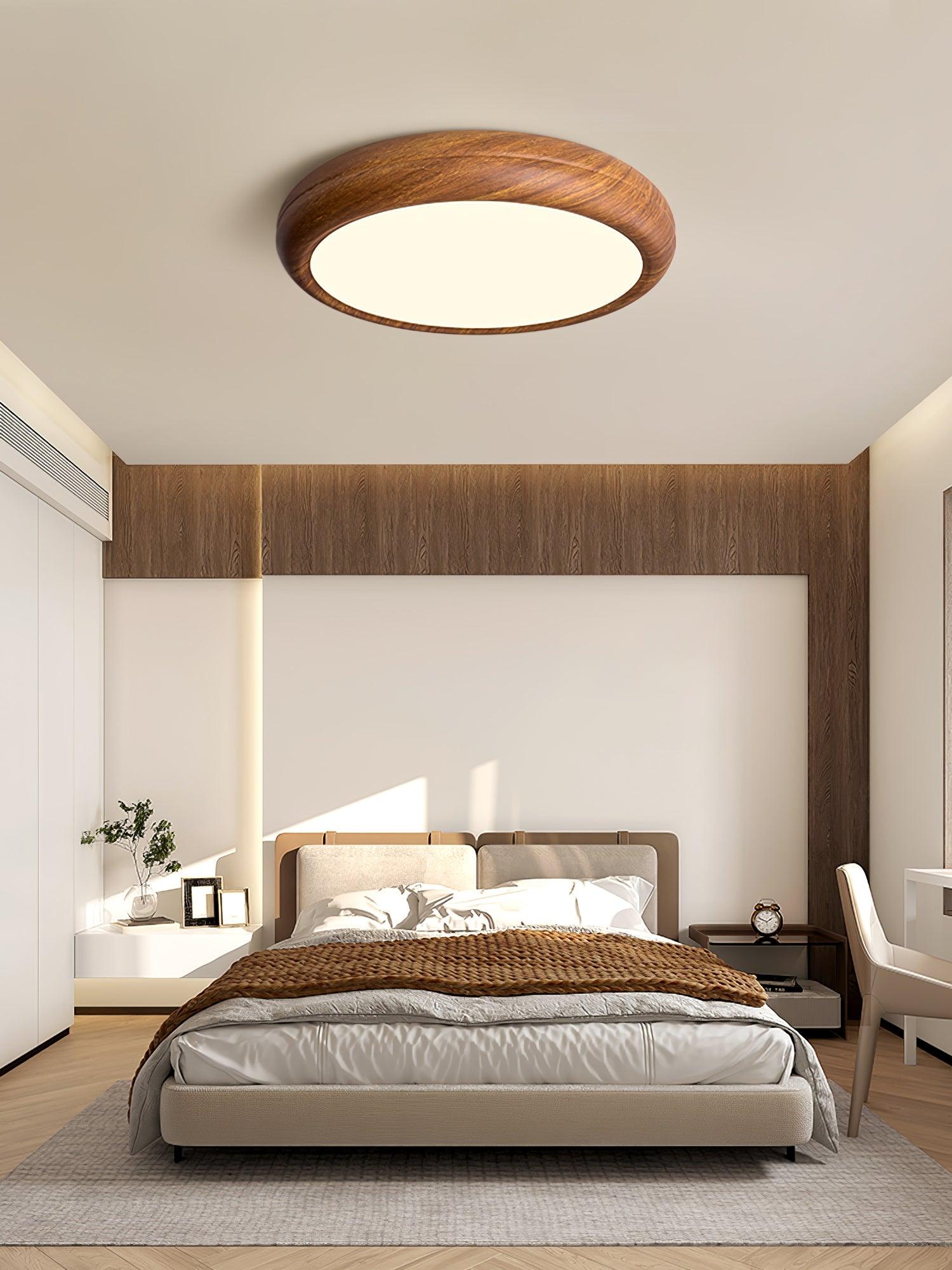 Orbis Plafonnier Rond Effet Bois
