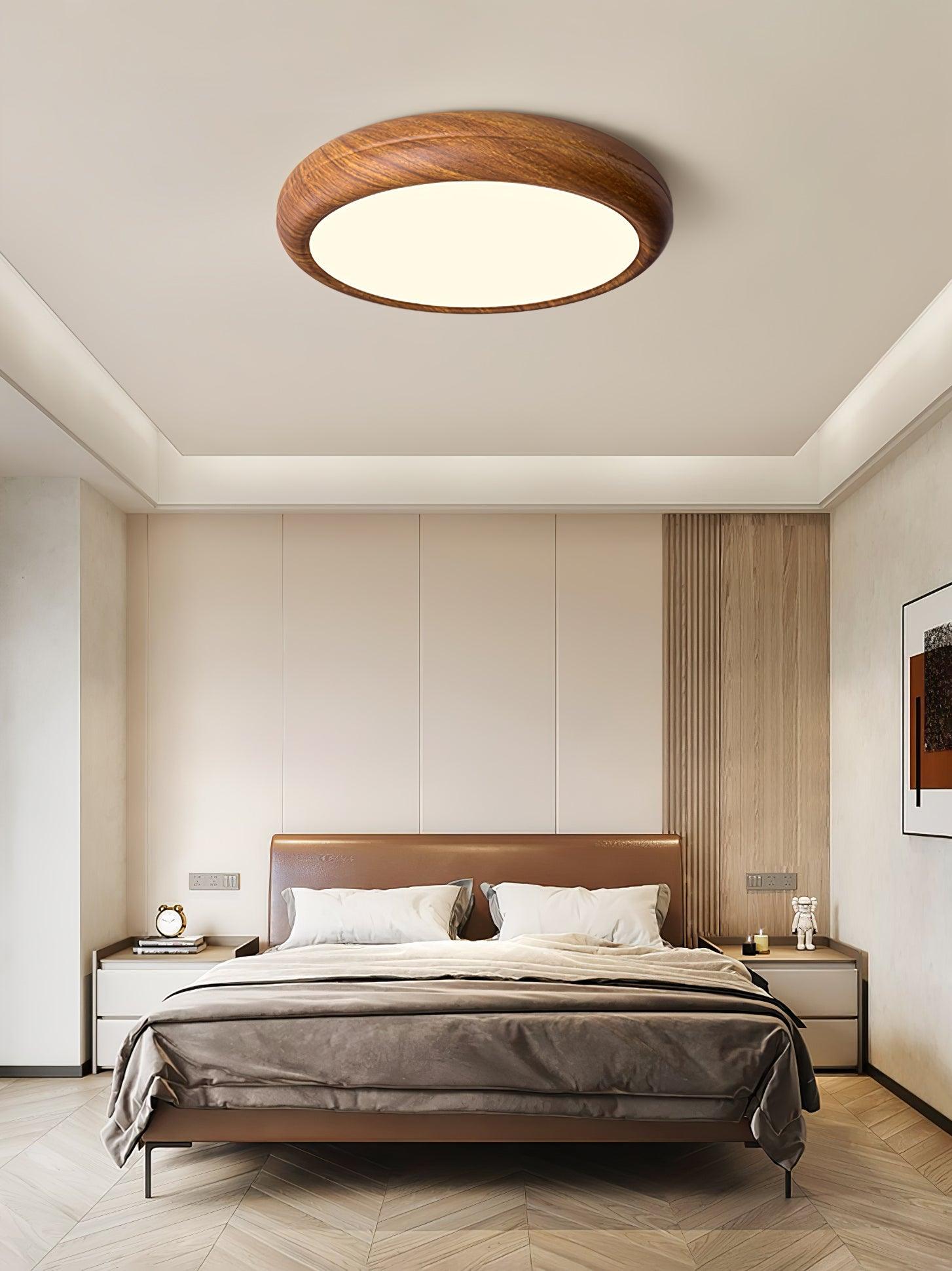 Orbis Plafonnier Rond Effet Bois