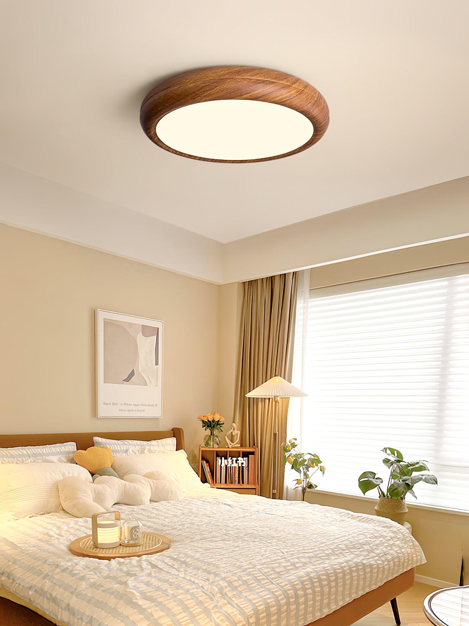 Orbis Plafonnier Rond Effet Bois