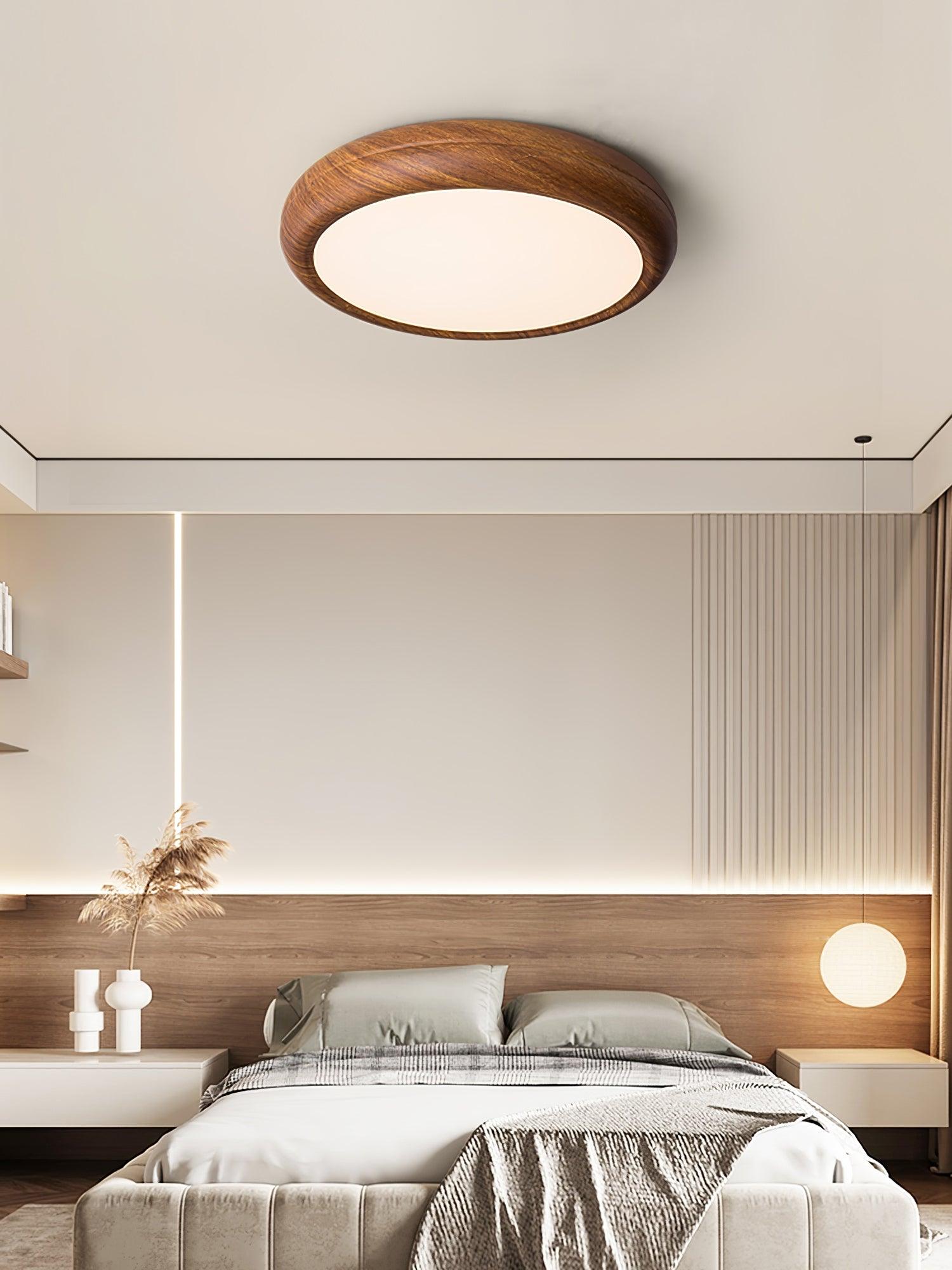 Orbis Plafonnier Rond Effet Bois