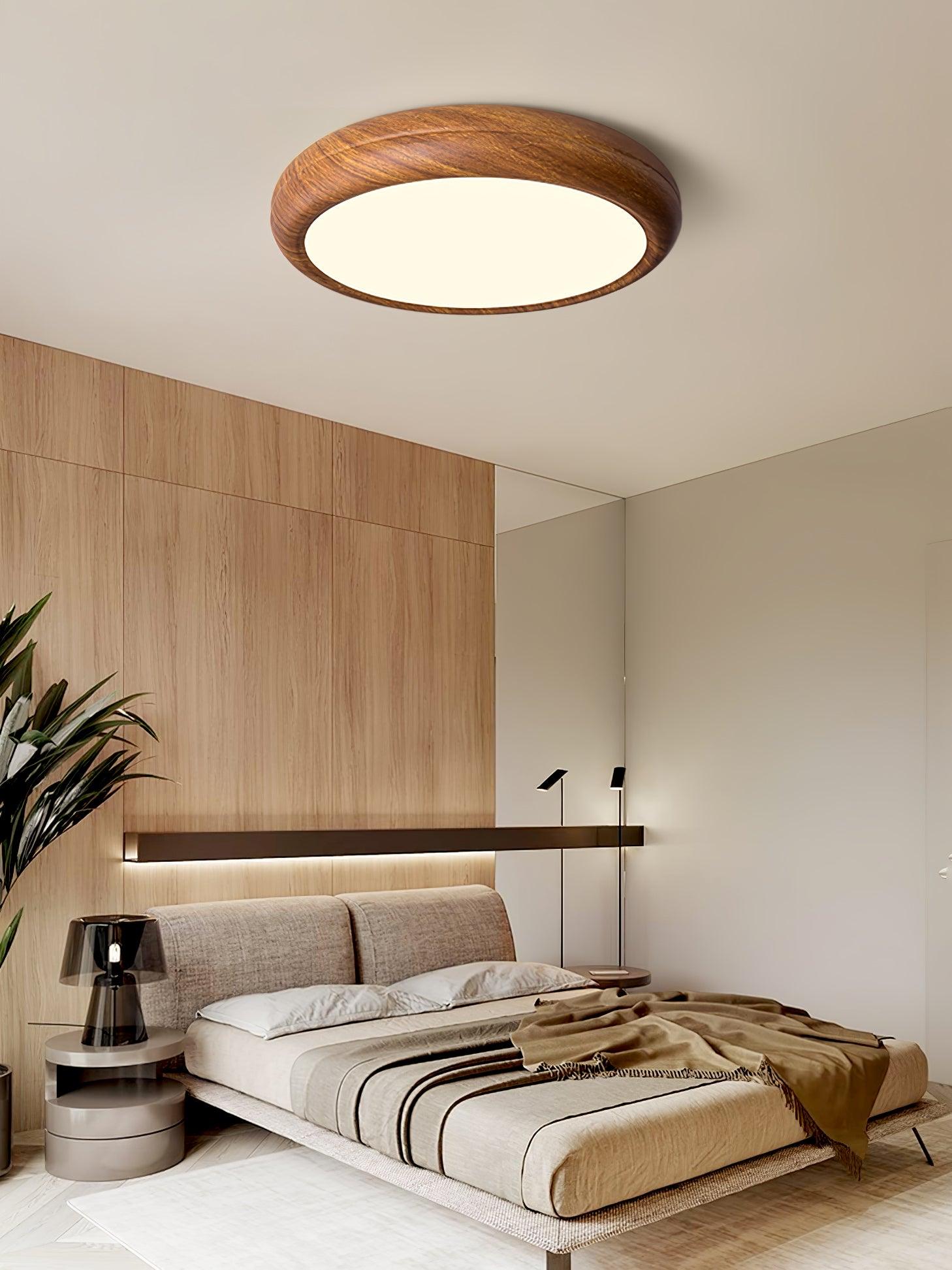Orbis Plafonnier Rond Effet Bois