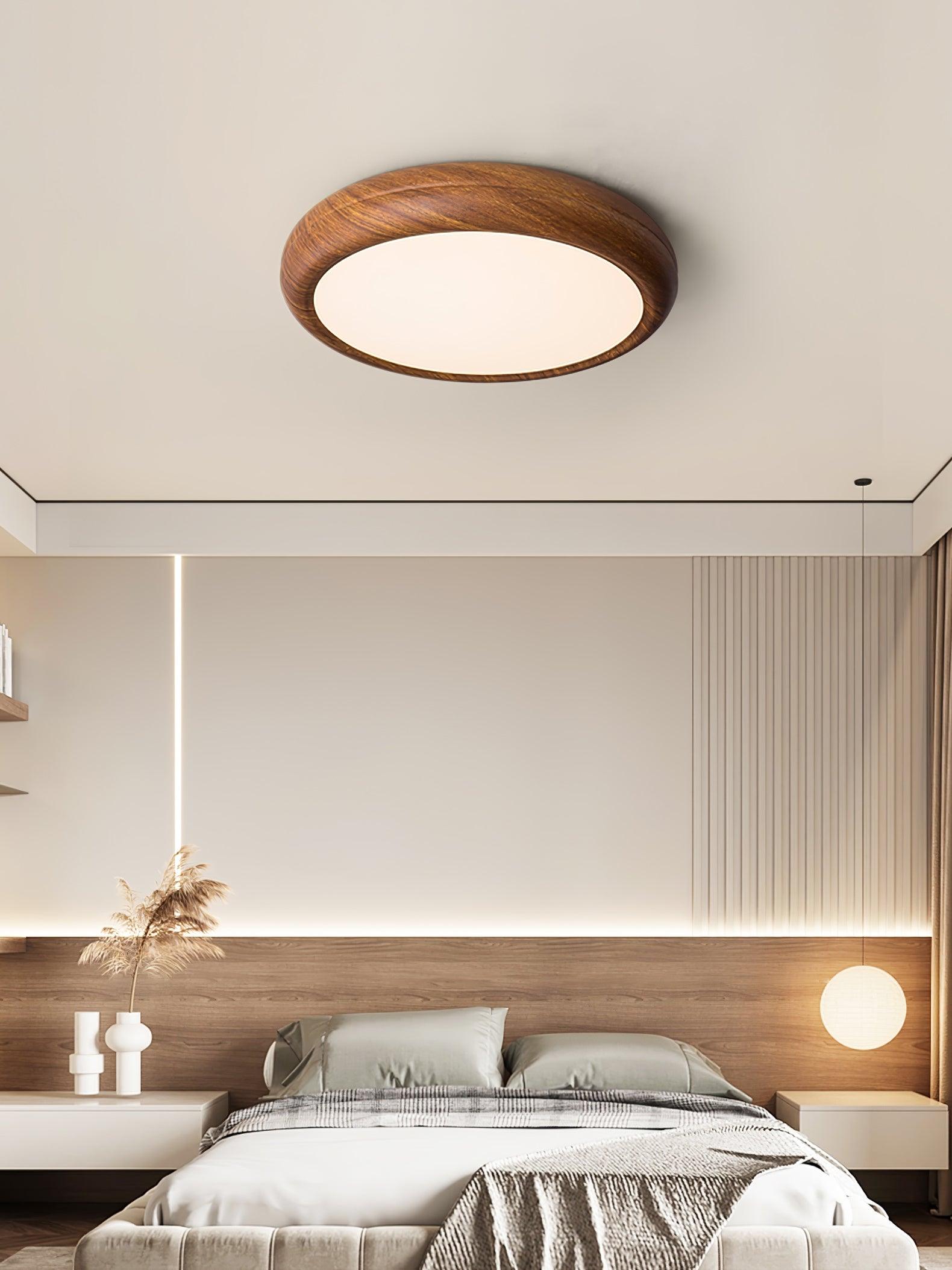 Orbis Plafonnier Rond Effet Bois