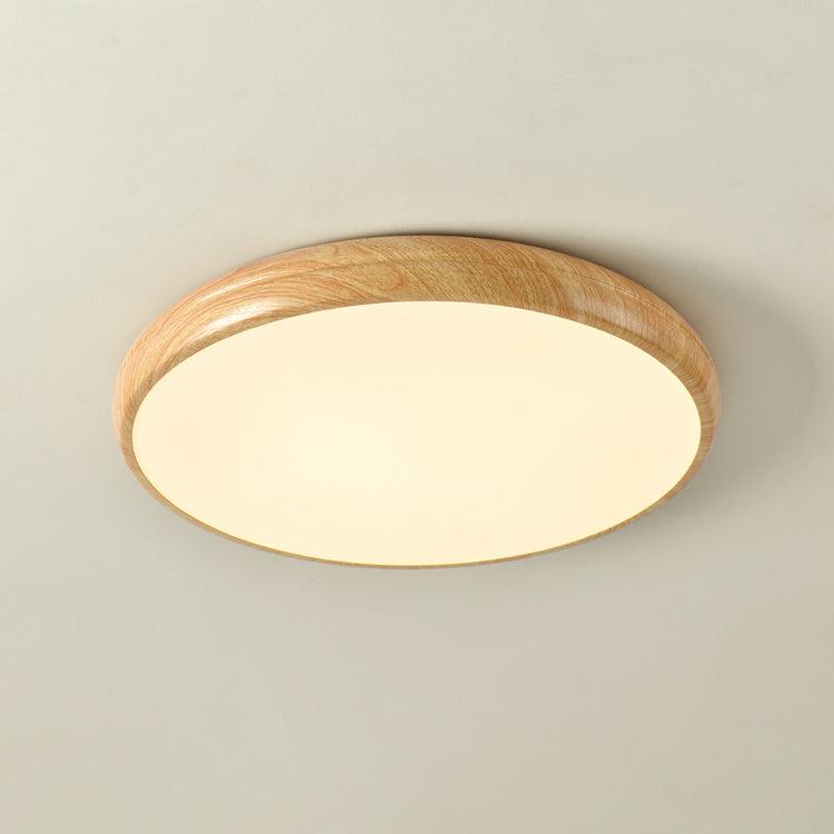Solara Plafonnier rond en acrylique effet bois
