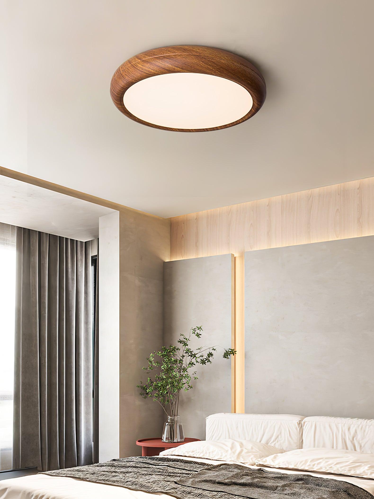 Orbis Plafonnier Rond Effet Bois