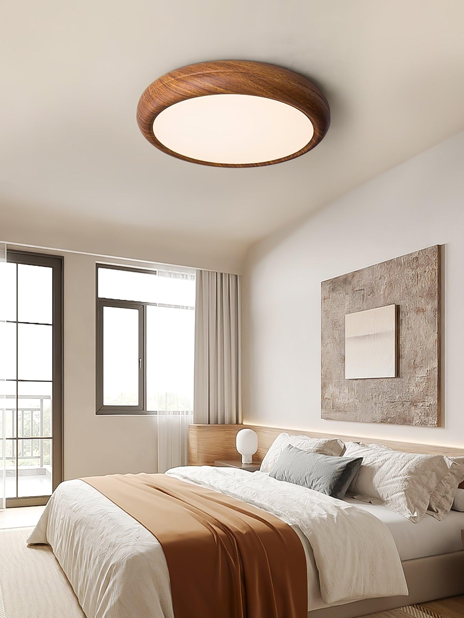 Orbis Plafonnier Rond Effet Bois