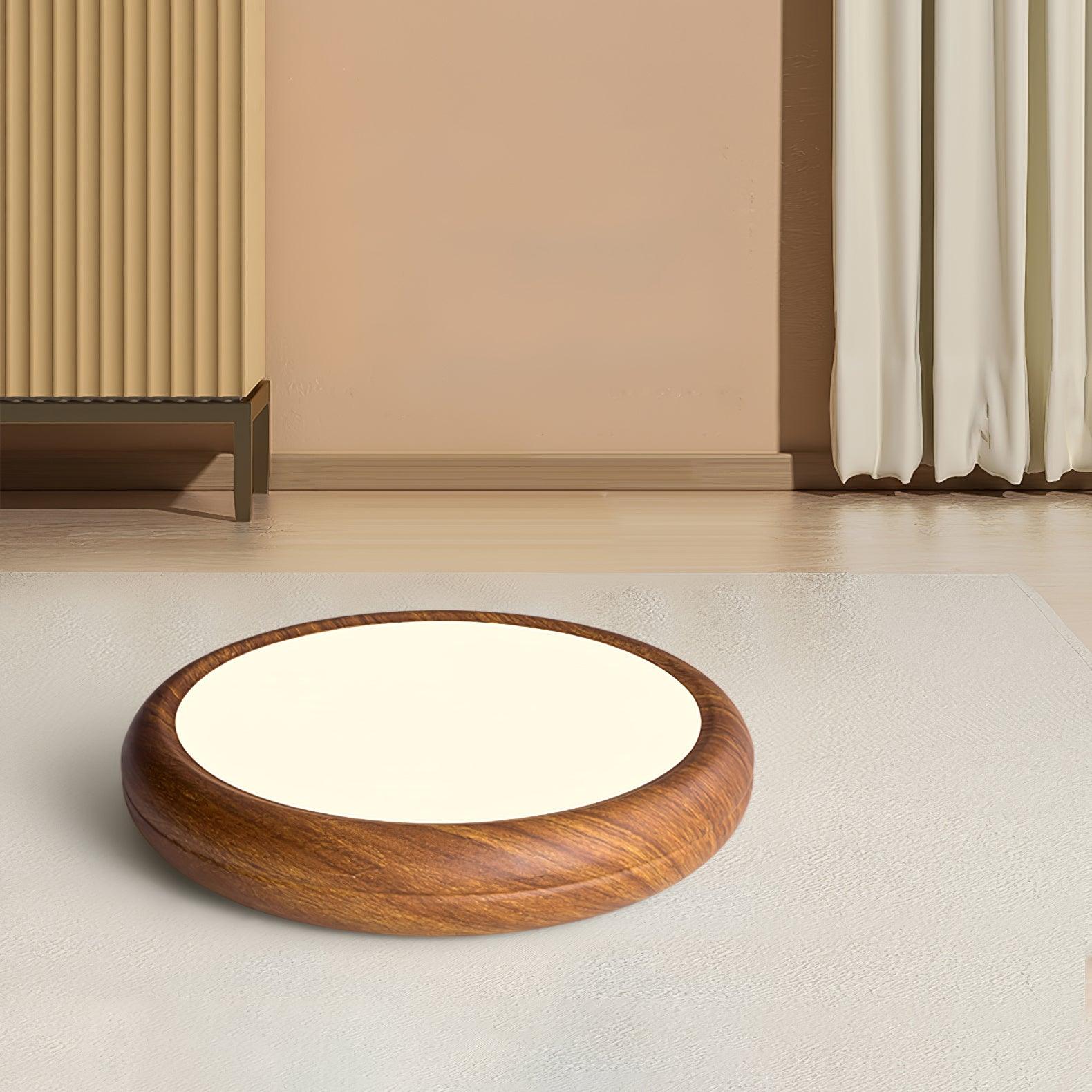 Solara Plafonnier rond en acrylique effet bois