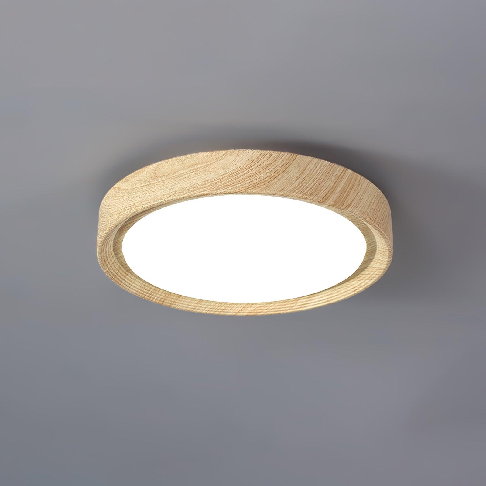 Solara Plafonnier rond en acrylique effet bois