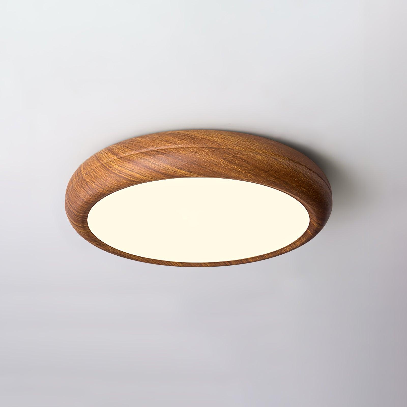 Solara Plafonnier rond en acrylique effet bois