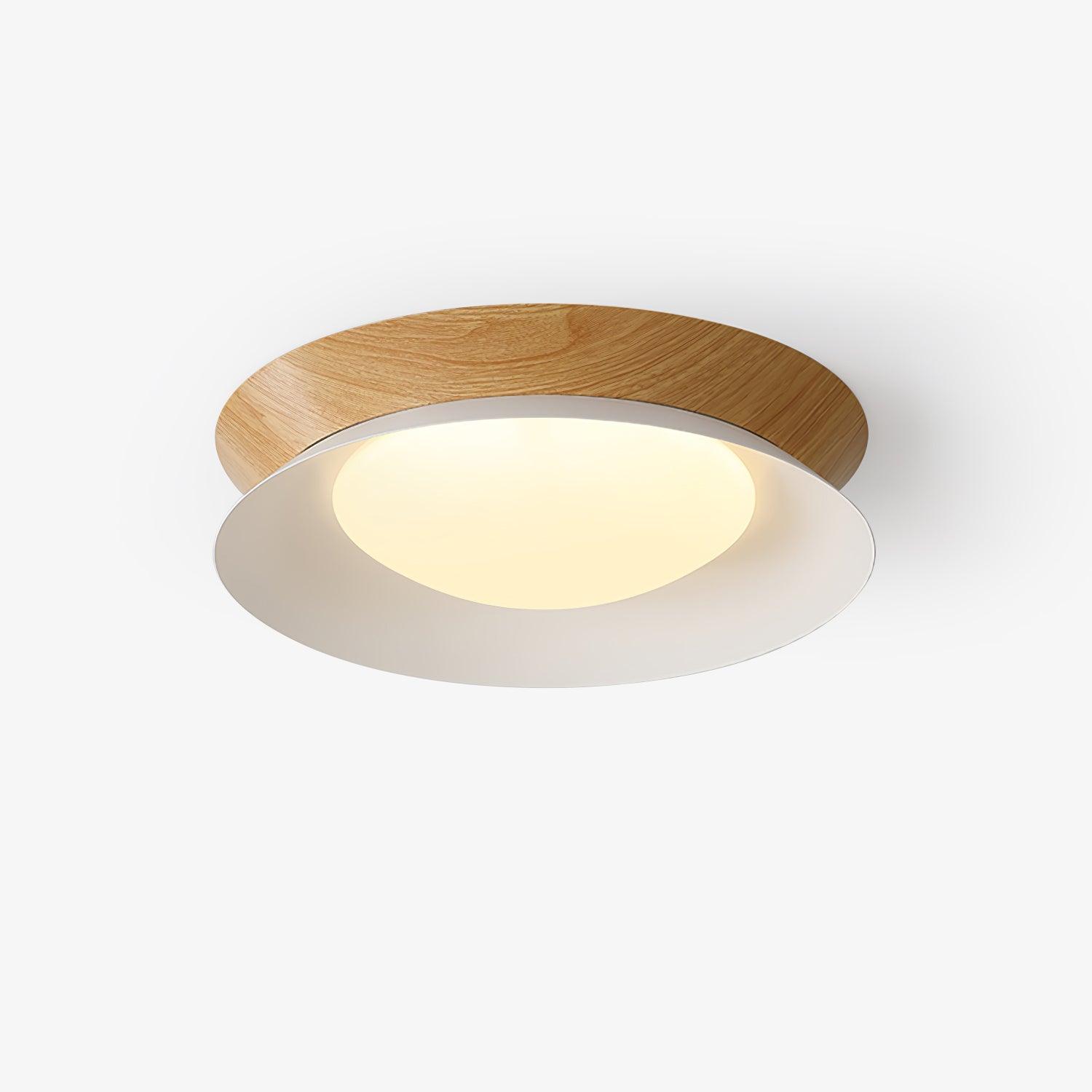 Solara Plafonnier en Bois Anneau Double Demi-Rond