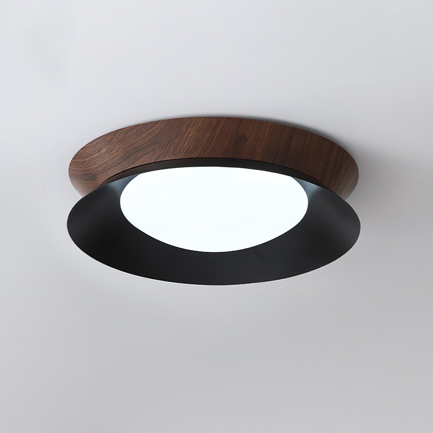 Solara Plafonnier en Bois Anneau Double Demi-Rond