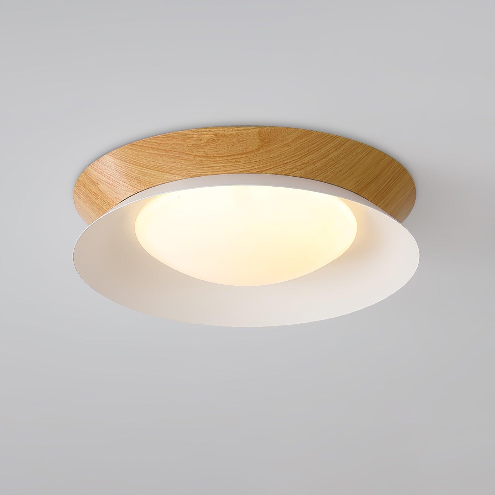 Solara Plafonnier en Bois Anneau Double Demi-Rond
