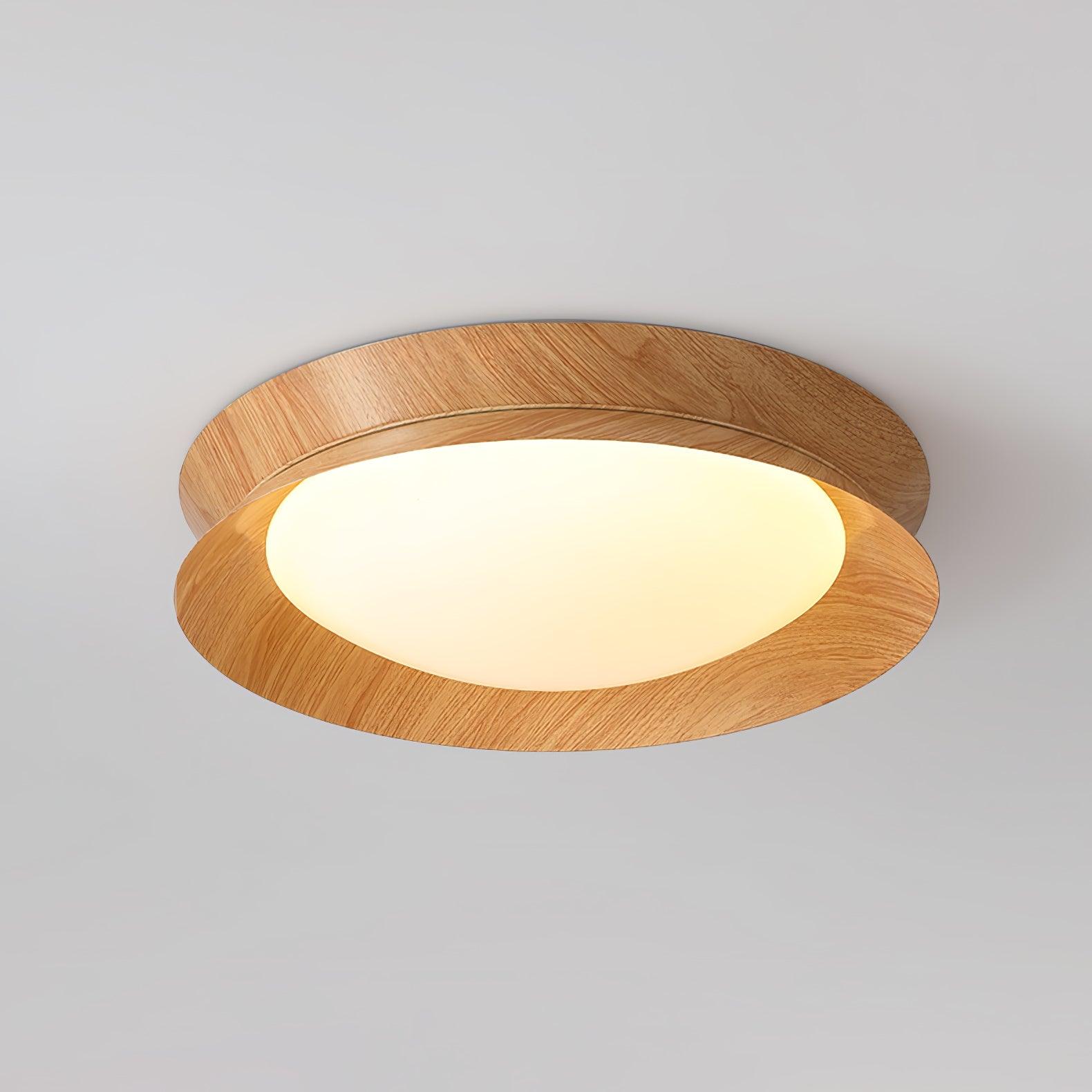 Solara Plafonnier en Bois Anneau Double Demi-Rond