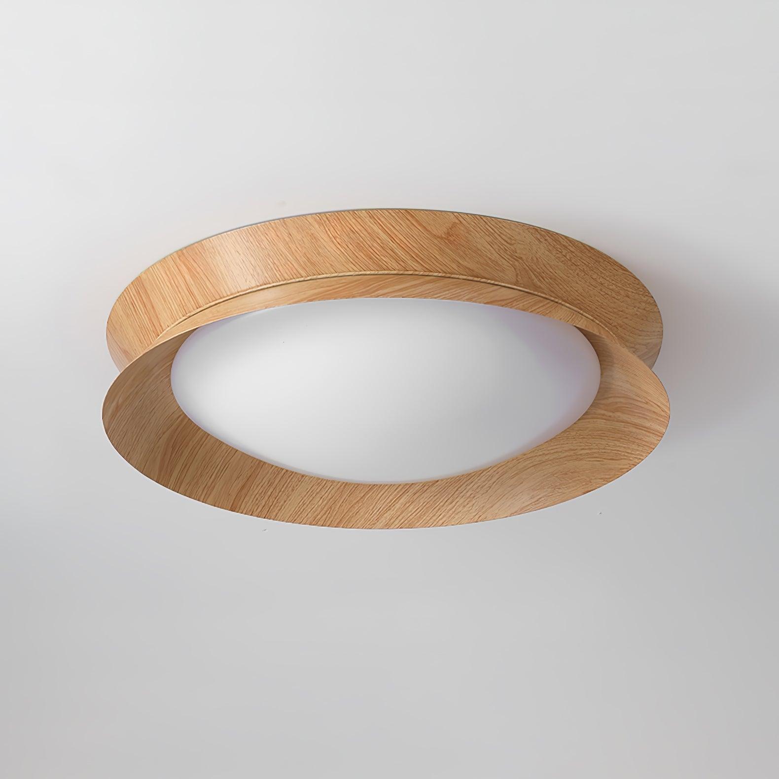 Solara Plafonnier en Bois Anneau Double Demi-Rond