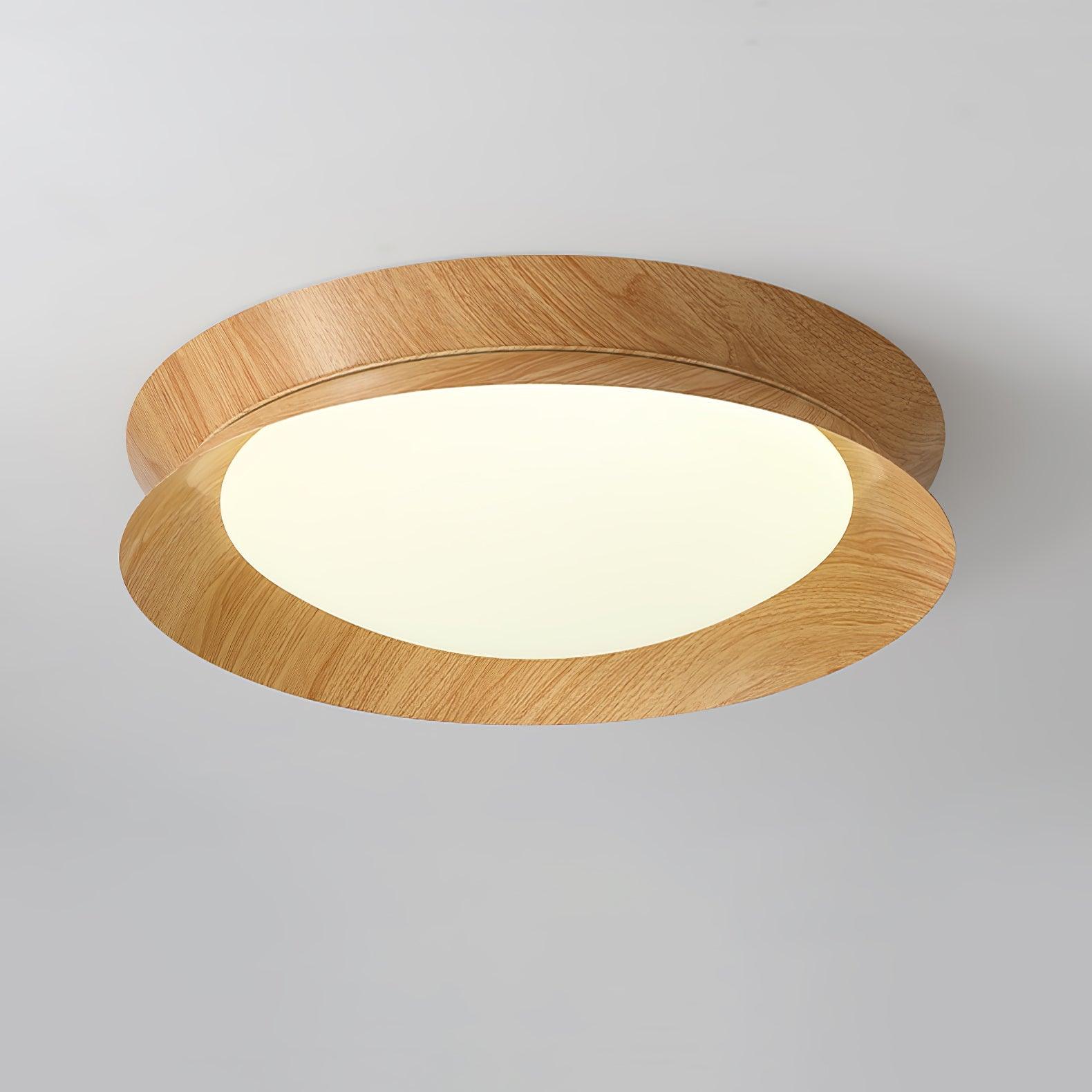 Solara Plafonnier en Bois Anneau Double Demi-Rond
