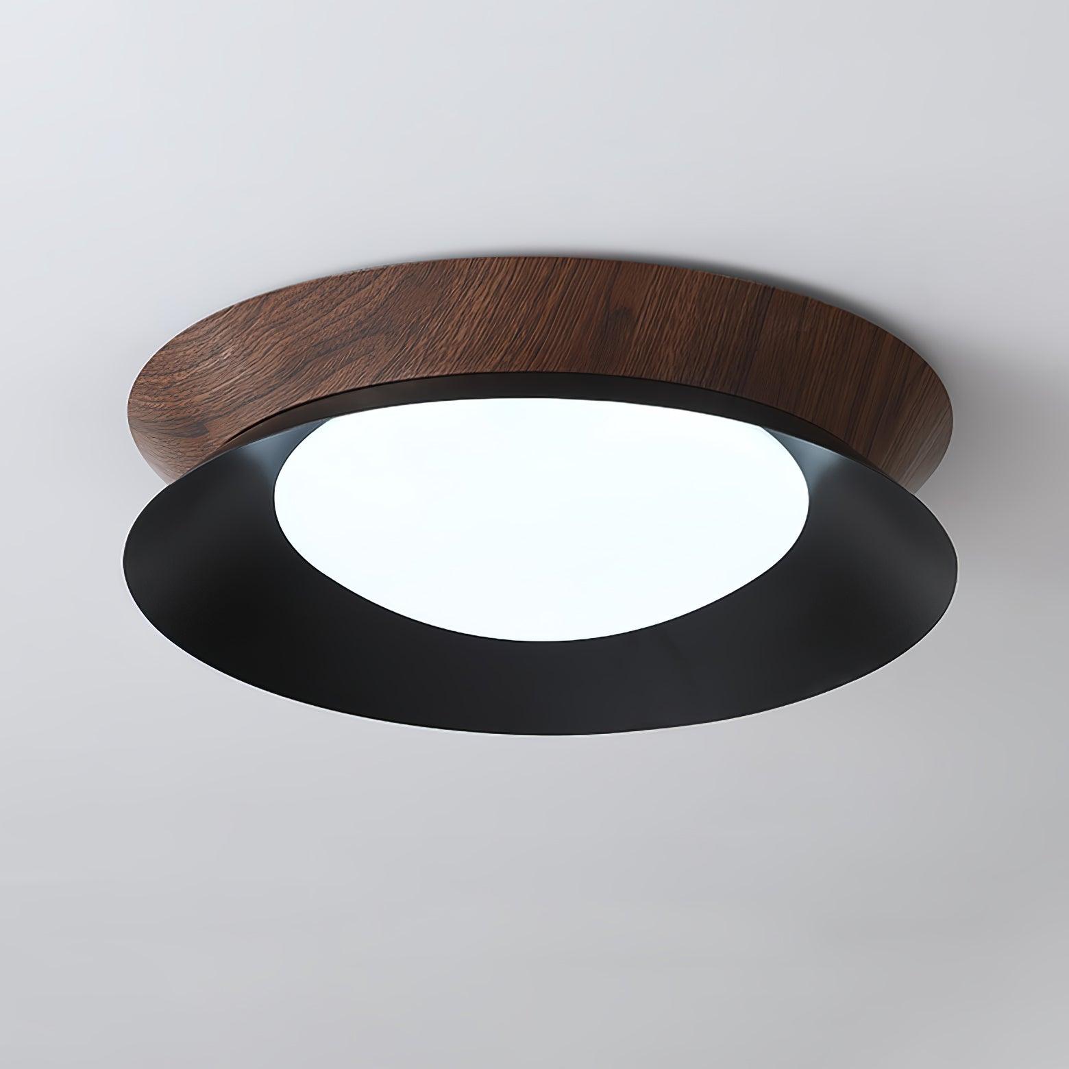 Solara Plafonnier en Bois Anneau Double Demi-Rond