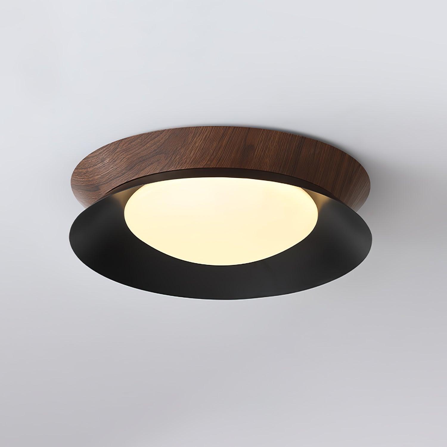 Solara Plafonnier en Bois Anneau Double Demi-Rond