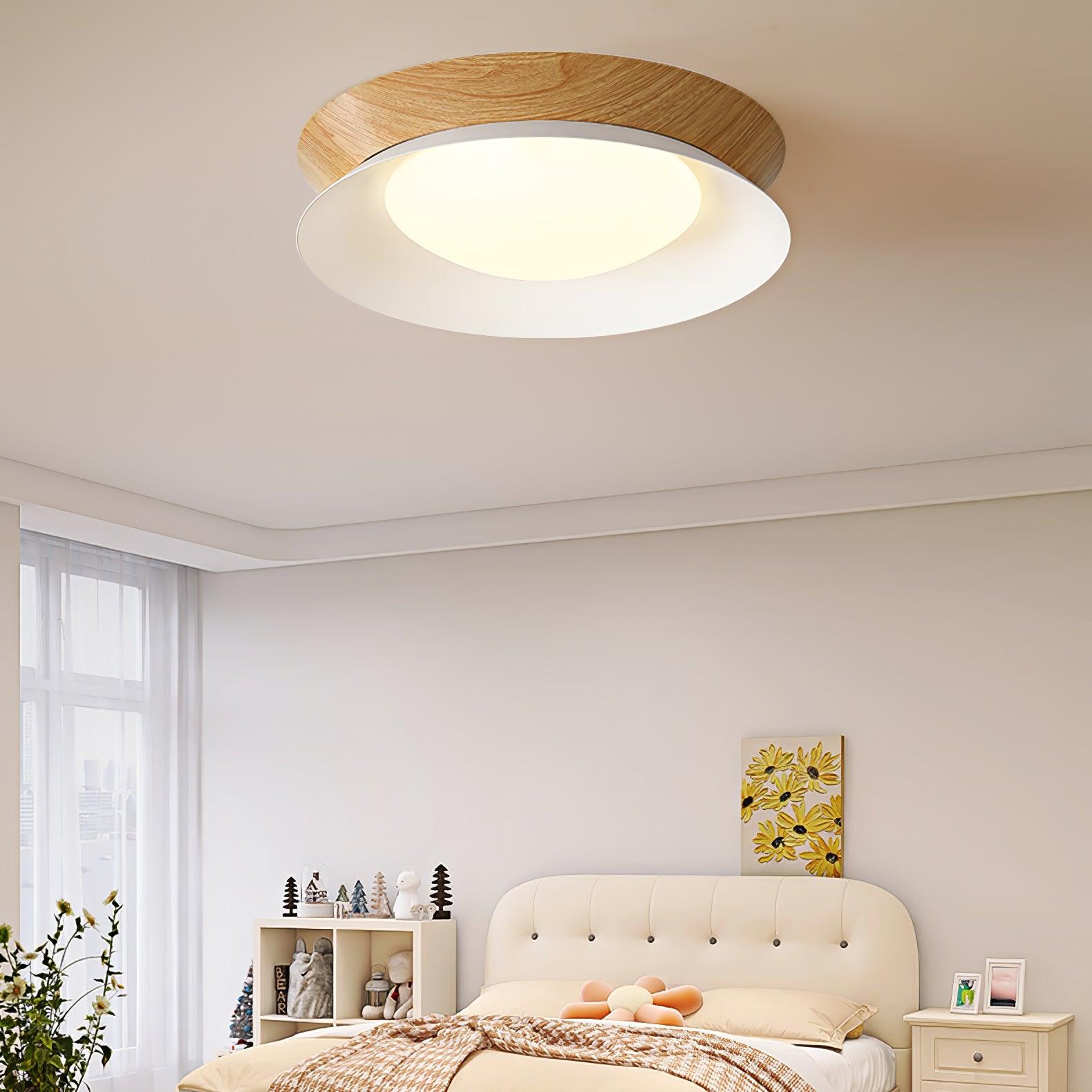 Solara Plafonnier en Bois Anneau Double Demi-Rond