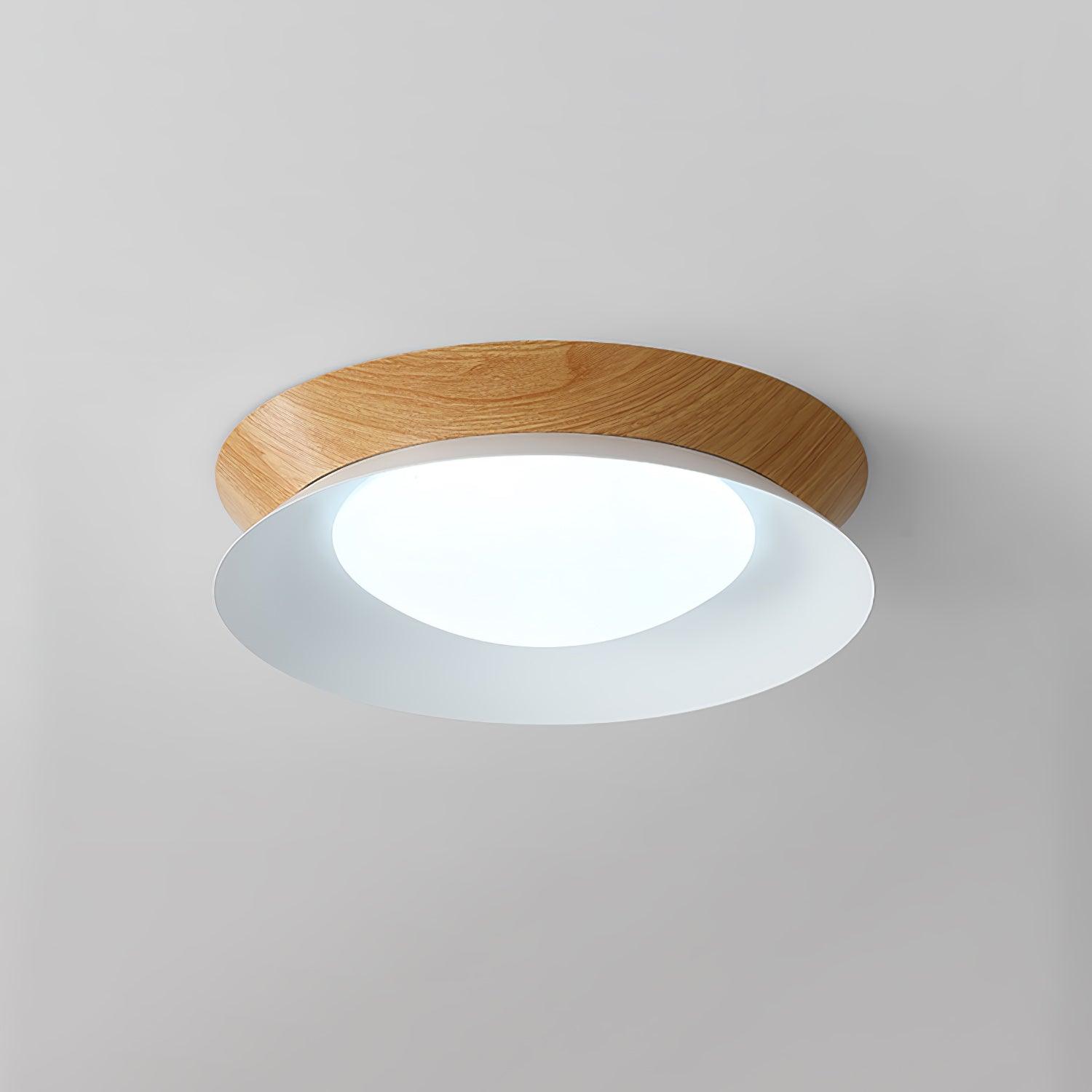 Solara Plafonnier en Bois Anneau Double Demi-Rond