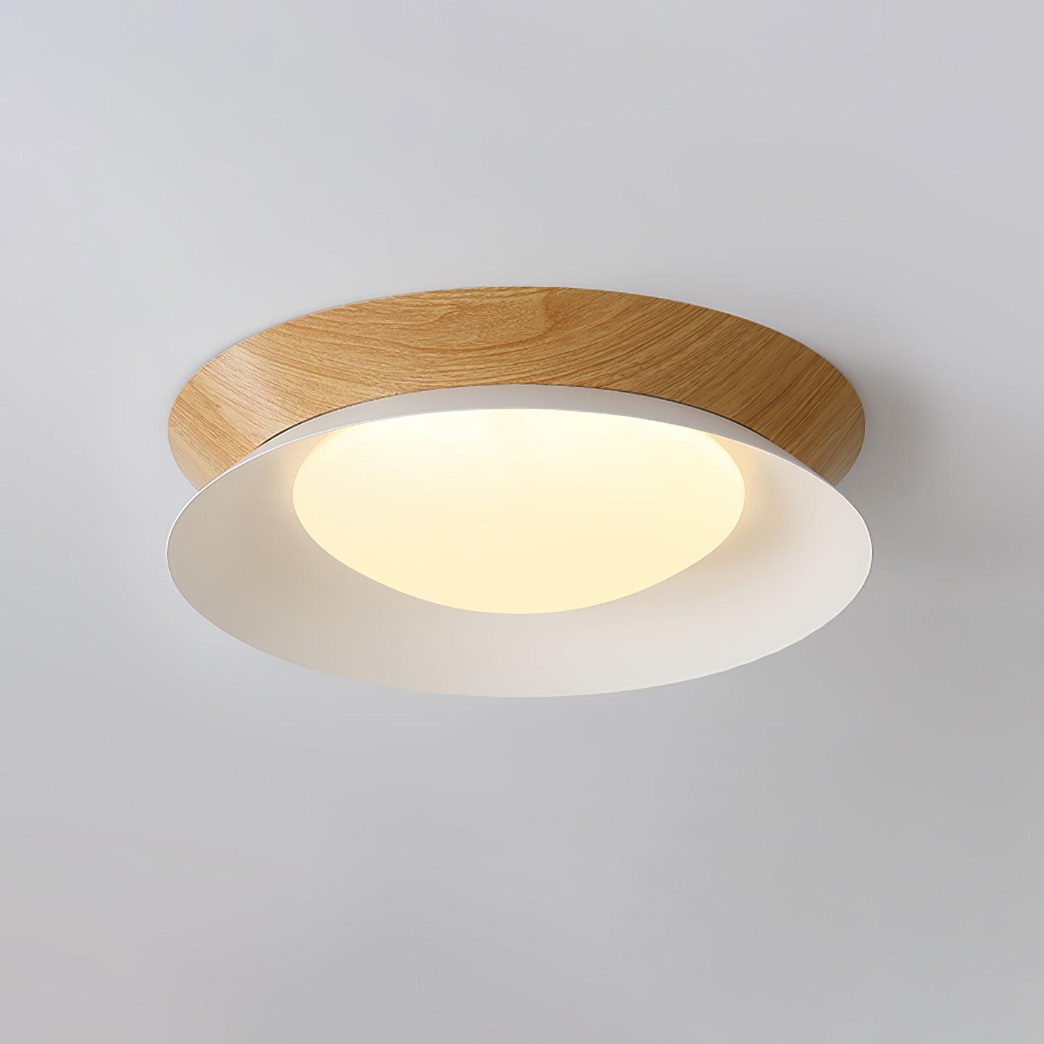 Solara Plafonnier en Bois Anneau Double Demi-Rond