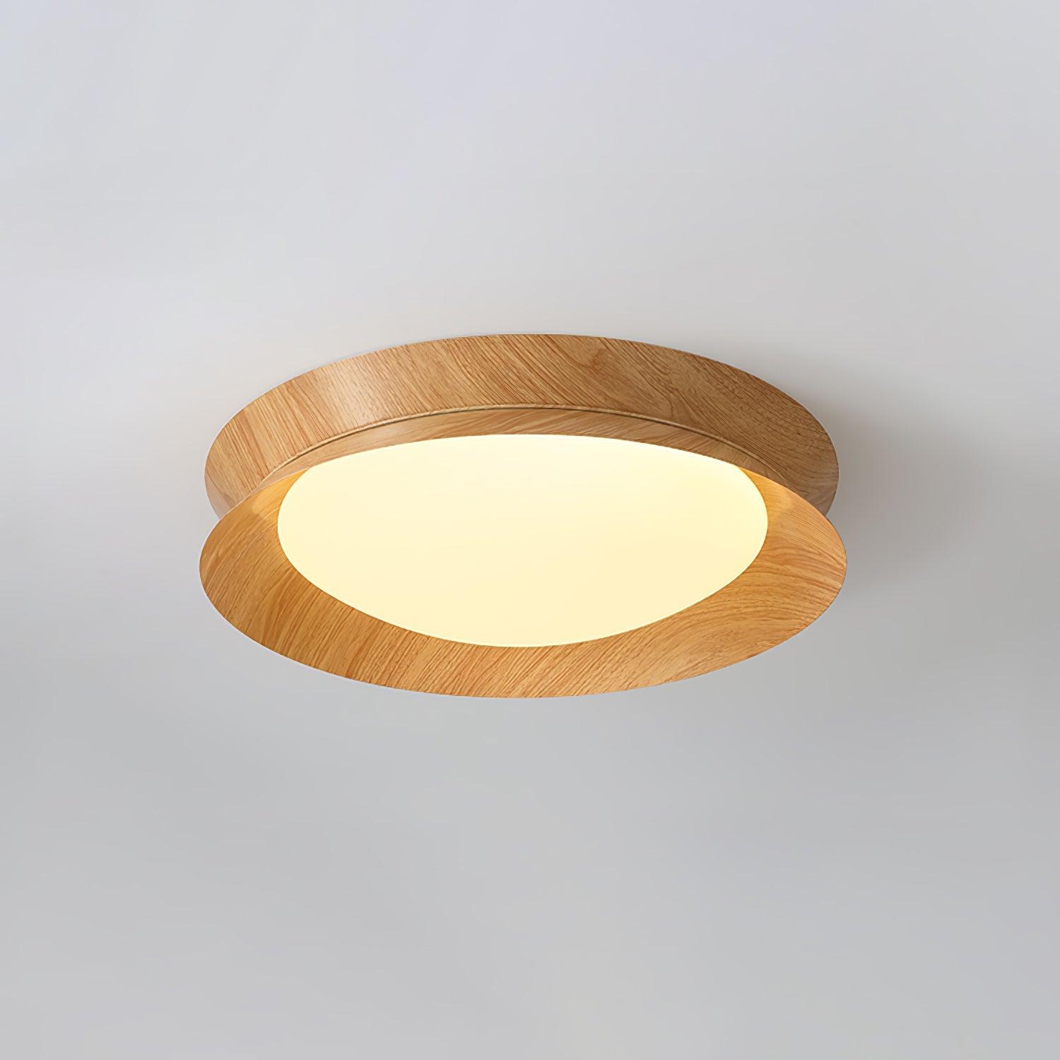 Solara Plafonnier en Bois Anneau Double Demi-Rond