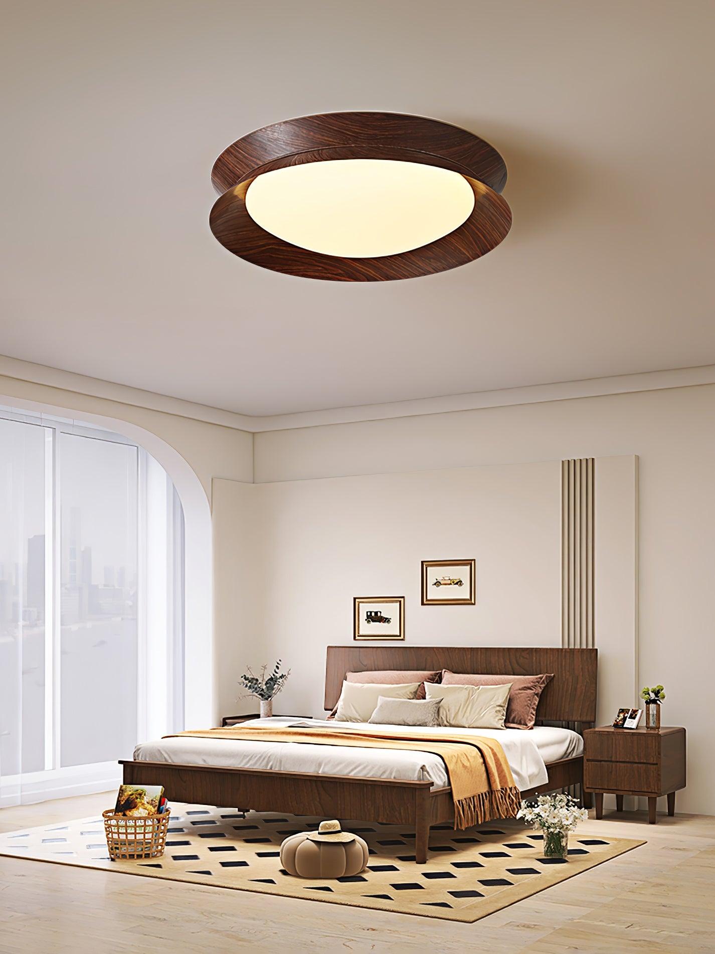 Solara Plafonnier en Bois Anneau Double Demi-Rond