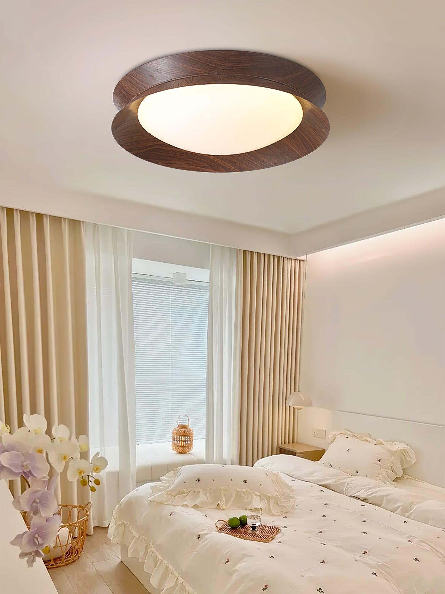 Solara Plafonnier en Bois Anneau Double Demi-Rond