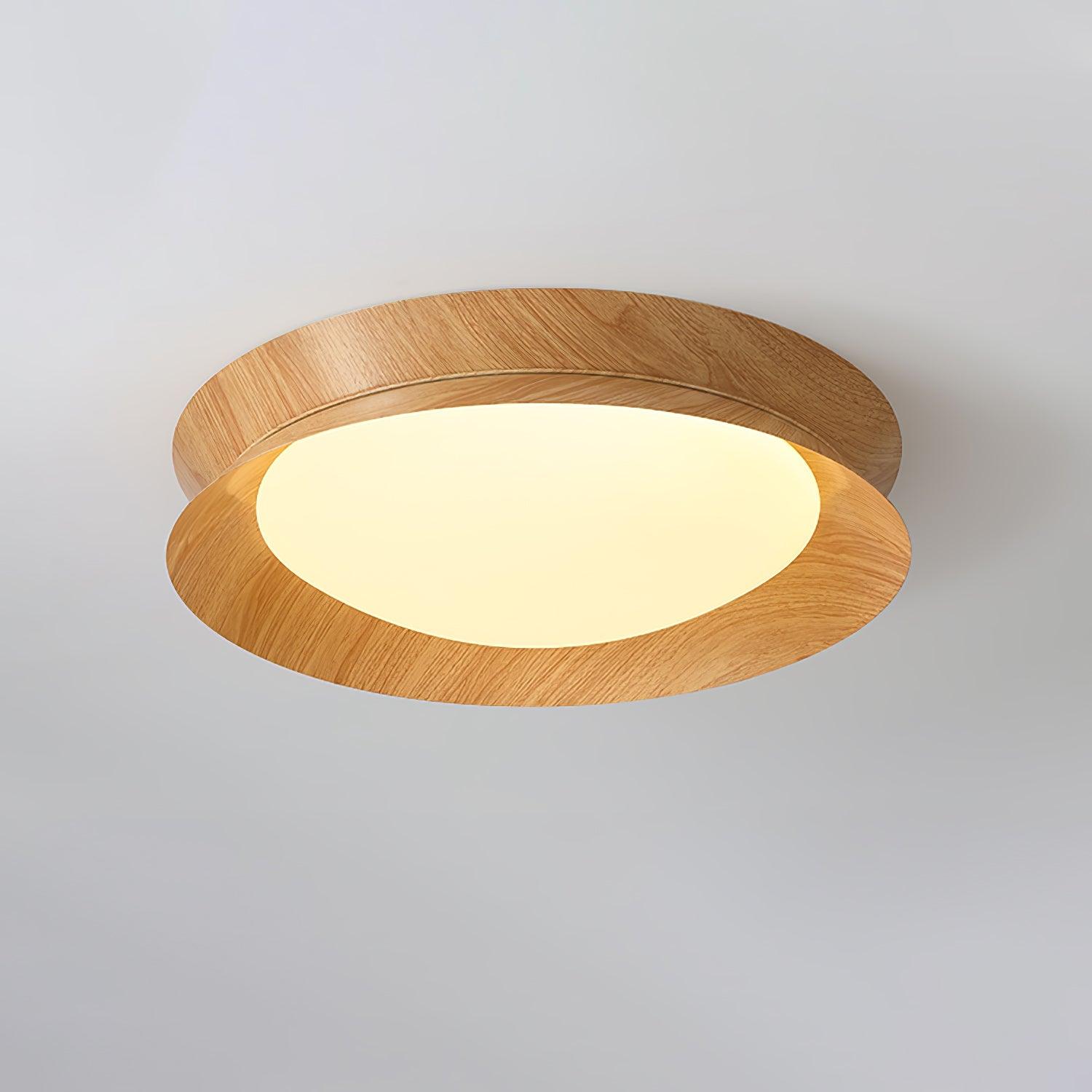 Solara Plafonnier en Bois Anneau Double Demi-Rond