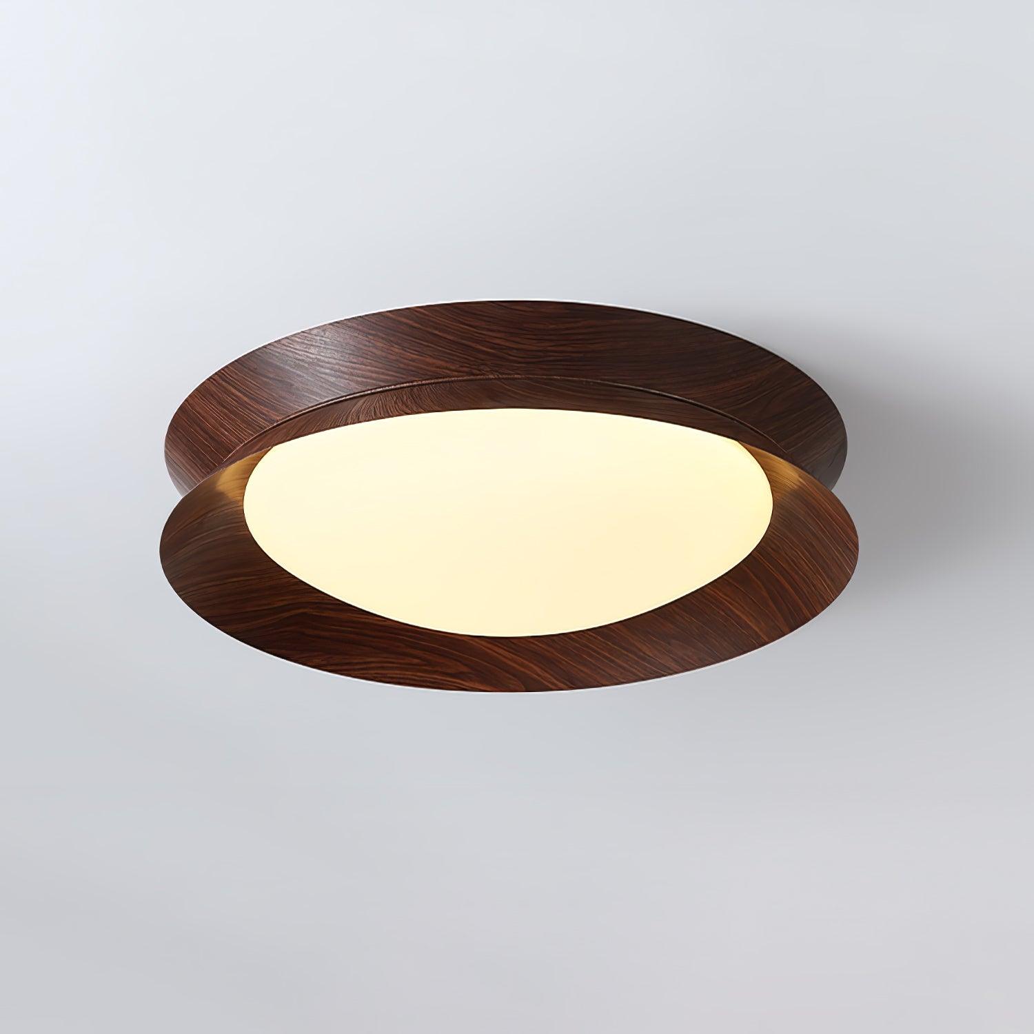 Solara Plafonnier en Bois Anneau Double Demi-Rond