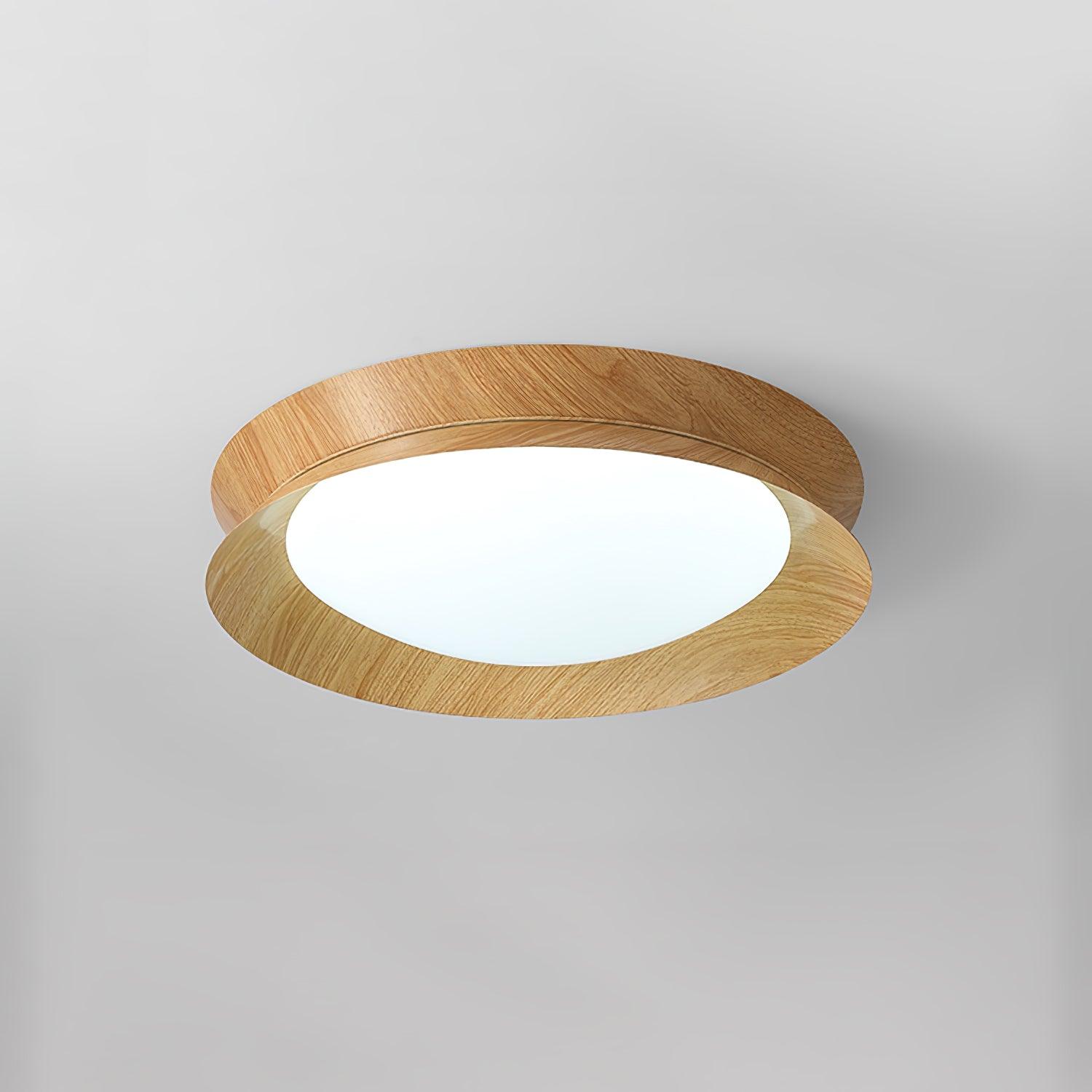 Solara Plafonnier en Bois Anneau Double Demi-Rond
