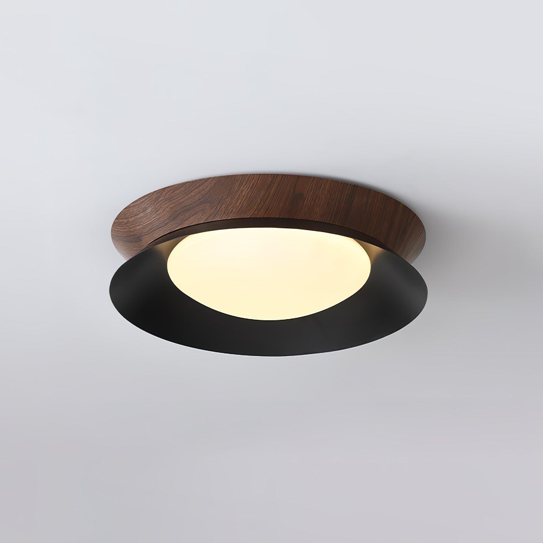 Solara Plafonnier en Bois Anneau Double Demi-Rond